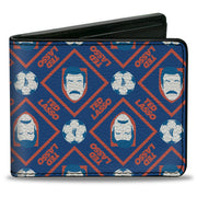Bi-Fold Wallet - TED LASSO Text with Icon and Soccer Ball Pattern Blues White Red Bi-Fold Wallets Ted Lasso