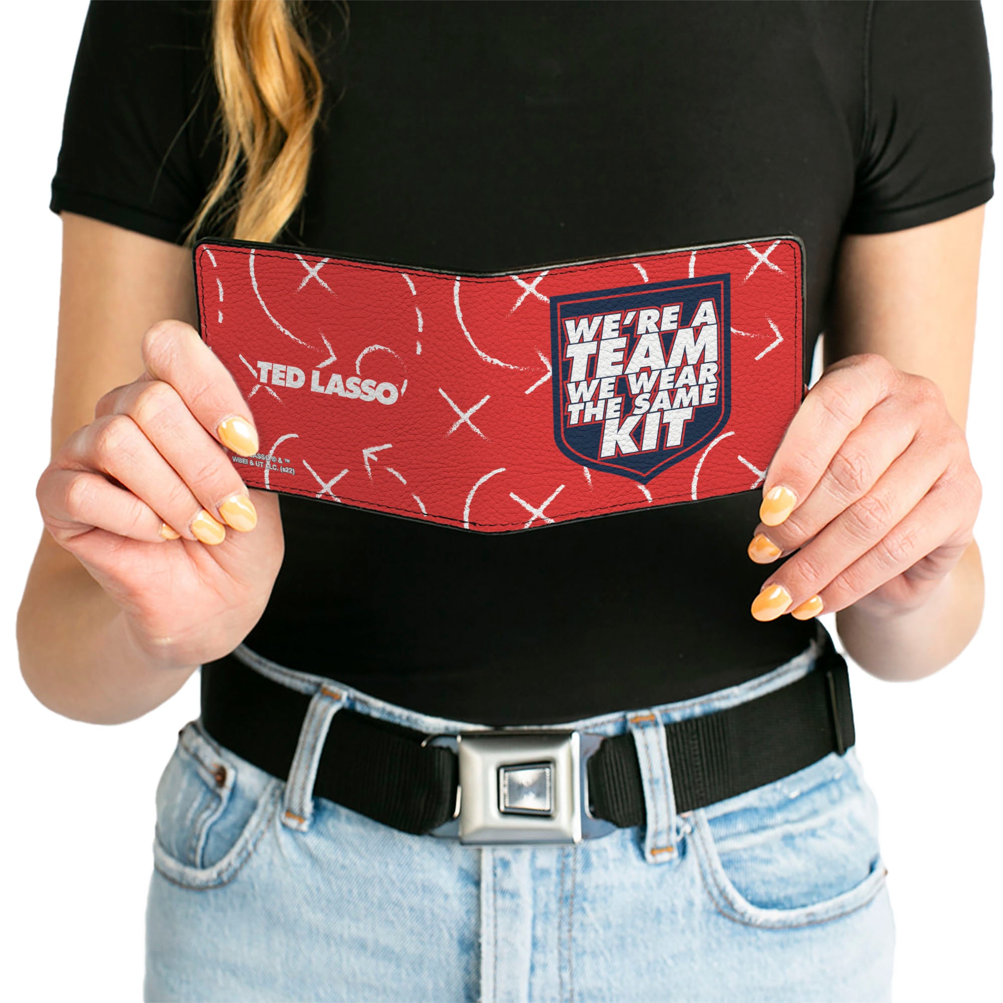 Bi-Fold Wallet - Ted Lasso WE'RE A TEAM WE WEAR THE SAME KIT Quote Badge Red Navy White Bi-Fold Wallets Ted Lasso
