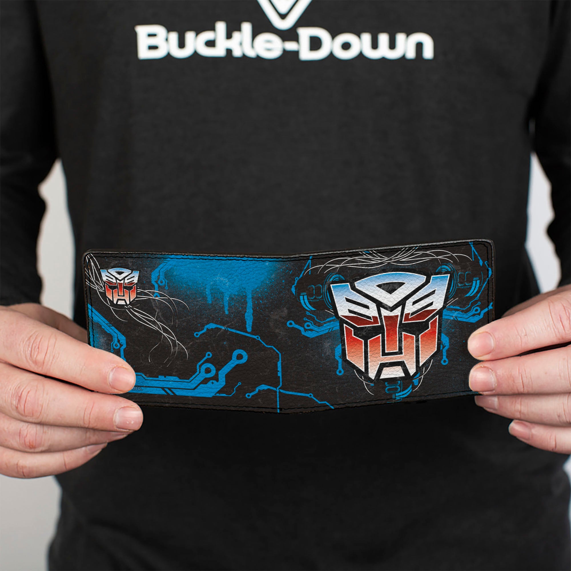 Bi-Fold Wallet - Transformers Autobot Gradient Shield and Circuitry Black/Blues Bi-Fold Wallets Transformers
