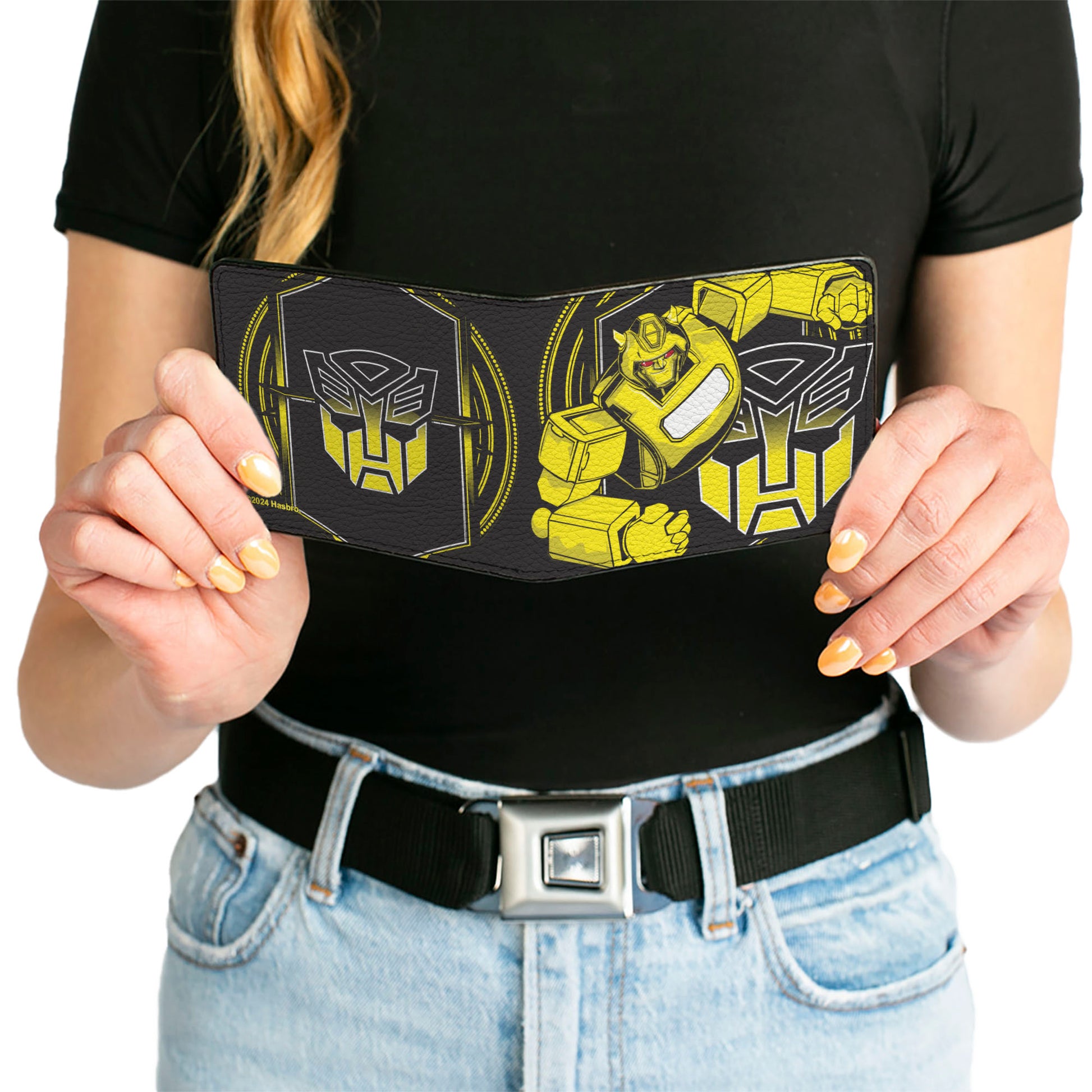 Bi-Fold Wallet - Transformers Bumblebee Pose and Autobot Logo Shield Black/Yellows Bi-Fold Wallets Transformers