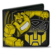 Bi-Fold Wallet - Transformers Bumblebee Pose and Autobot Logo Shield Black/Yellows Bi-Fold Wallets Transformers
