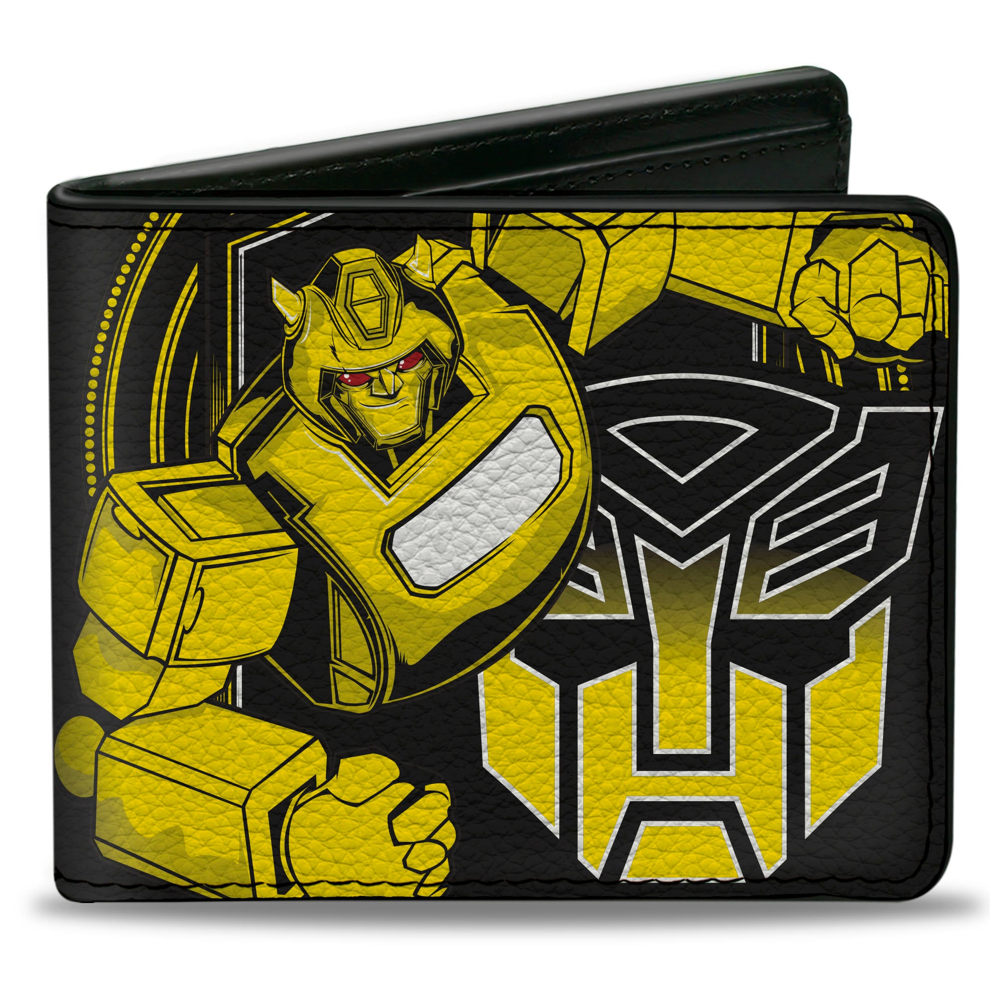 Bi-Fold Wallet - Transformers Bumblebee Pose and Autobot Logo Shield Black/Yellows Bi-Fold Wallets Transformers