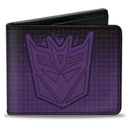 Bi-Fold Wallet - Transformers DECEPTICONS Shield Splatter and Text Grid Fade Purples Bi-Fold Wallets Transformers