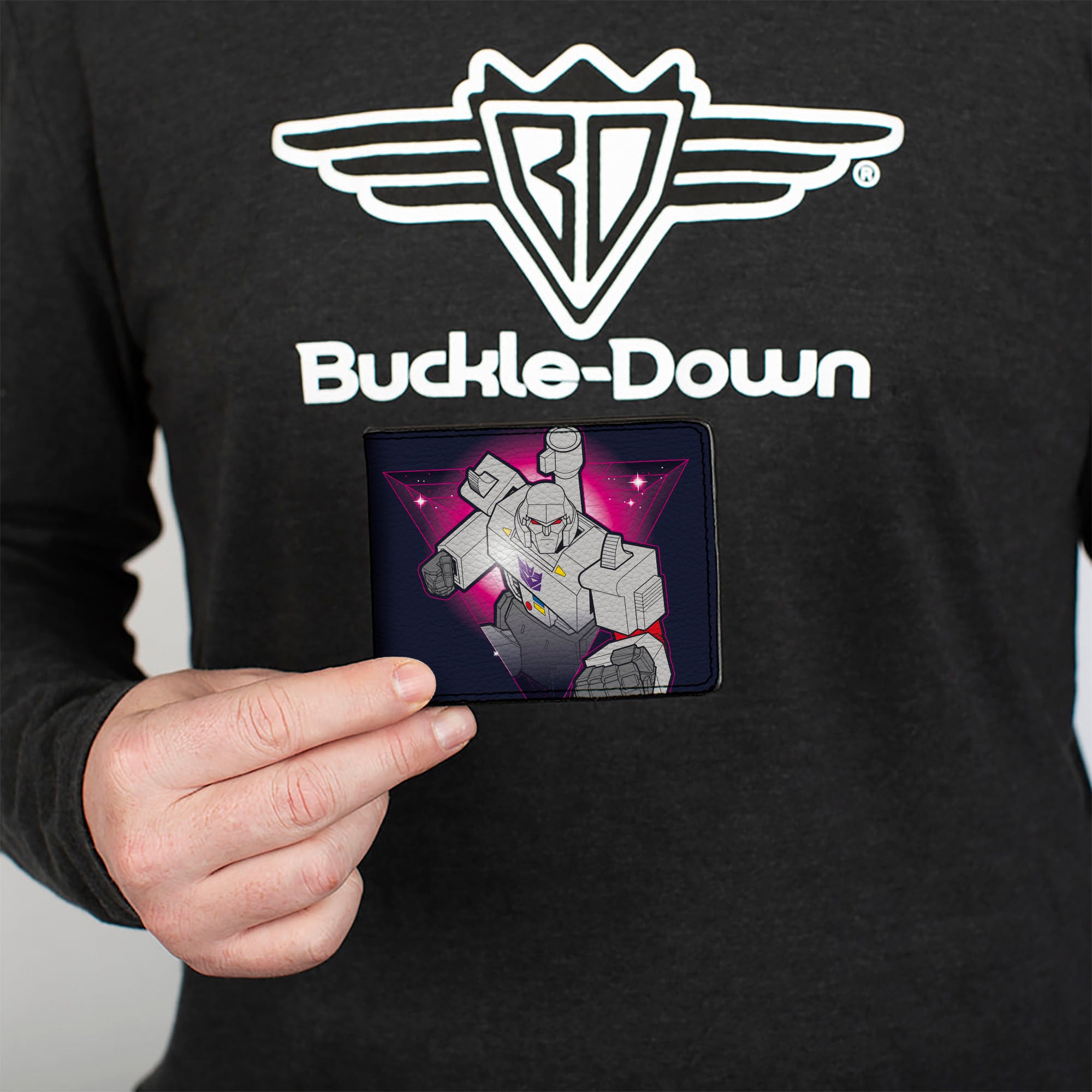 Bi-Fold Wallet - Transformers Megatron PEACE THROUGH TYRANNY Pose Black/Magenta Bi-Fold Wallets Transformers