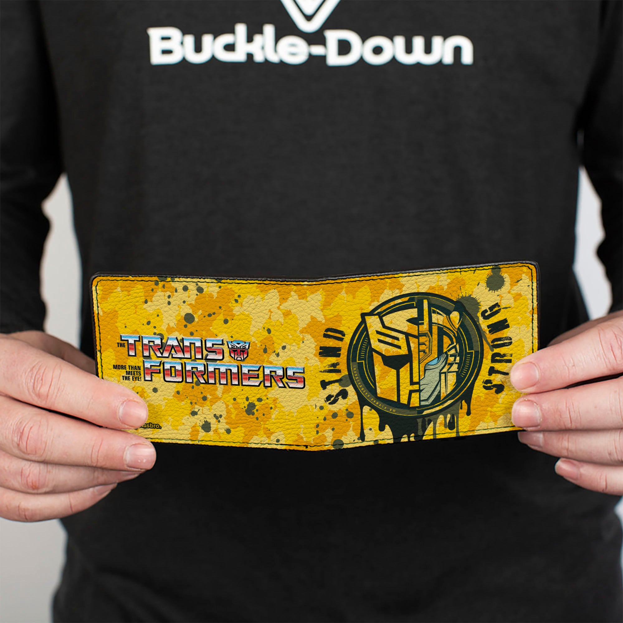 Bi-Fold Wallet - TRANSFORMERS Bumblebee STAND STRONG Autobot Icon Splatter Yellows Bi-Fold Wallets Transformers