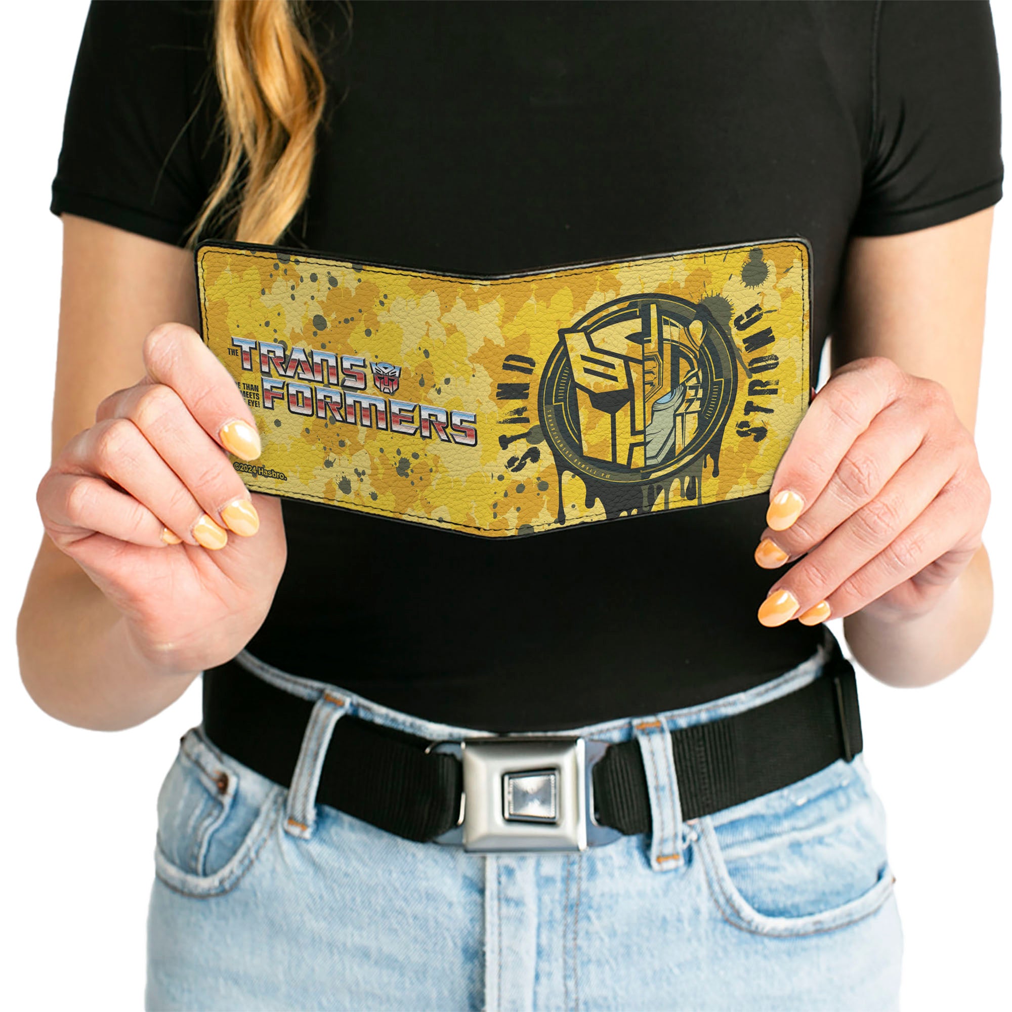 Bi-Fold Wallet - TRANSFORMERS Bumblebee STAND STRONG Autobot Icon Splatter Yellows Bi-Fold Wallets Transformers