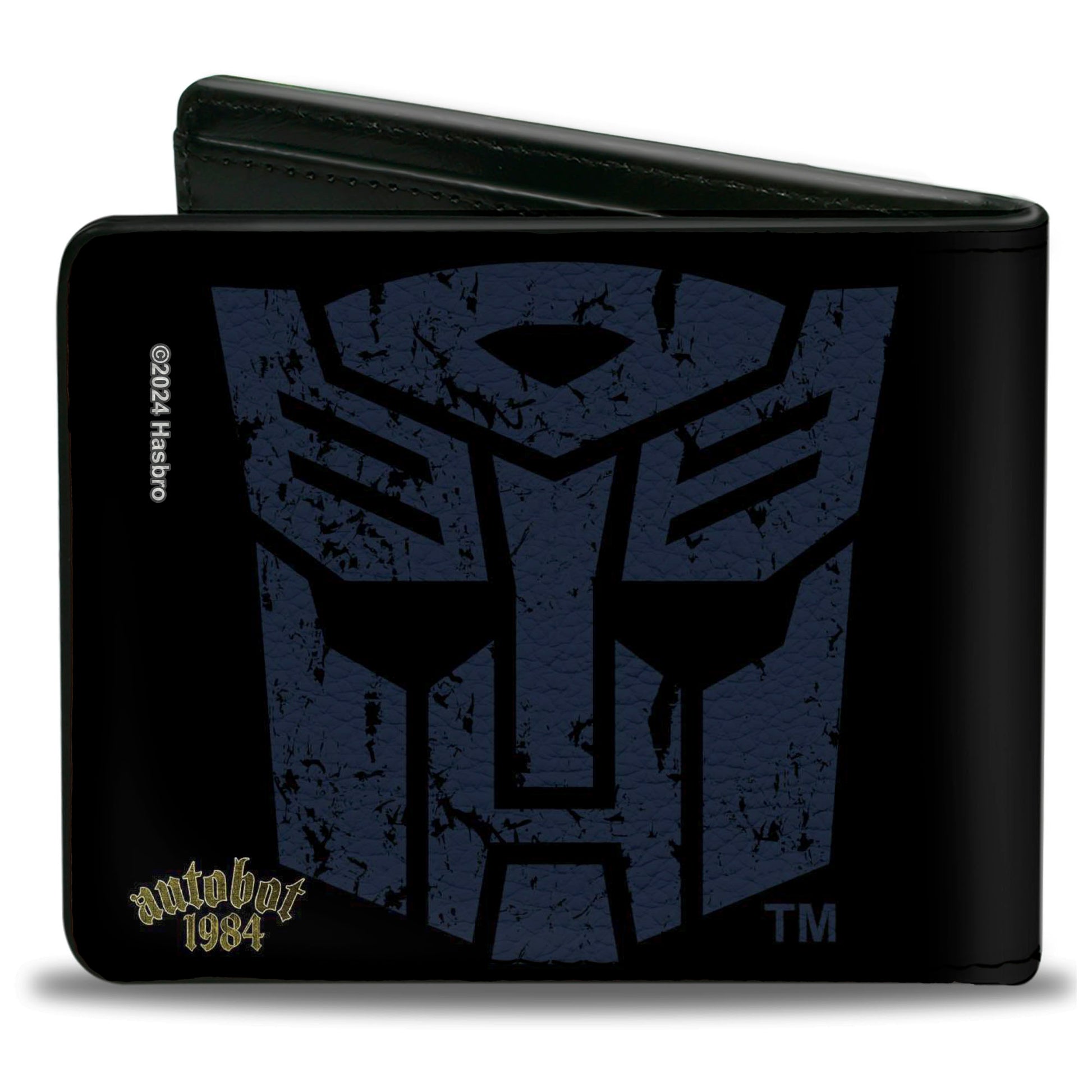 Bi-Fold Wallet - Transformers GRIMLOCK Sword Pose and Autobot Shield Black/Blue/Beige Bi-Fold Wallets Transformers