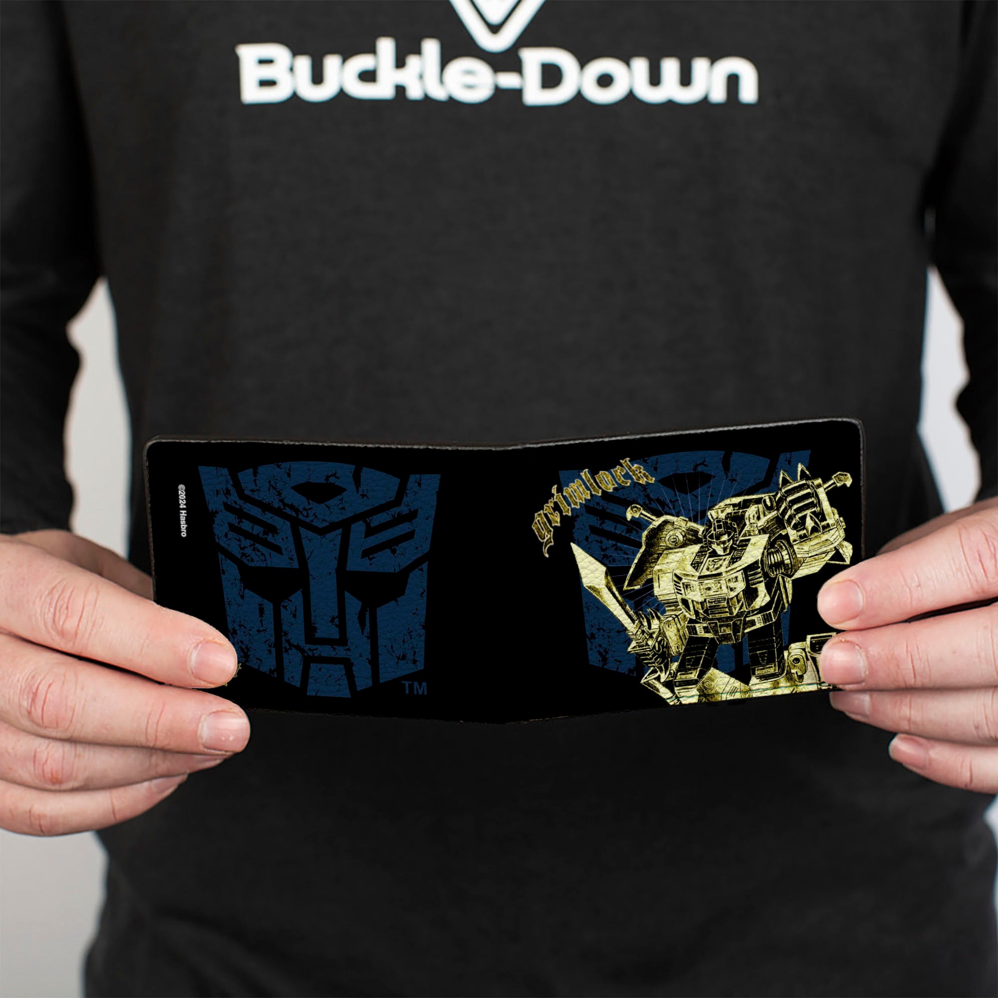 Bi-Fold Wallet - Transformers GRIMLOCK Sword Pose and Autobot Shield Black/Blue/Beige Bi-Fold Wallets Transformers