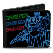 Bi-Fold Wallet - Transformers Electric GRIMLOCK Pose and Autobot Circuit Logo Black/Green/Blue/Red Bi-Fold Wallets Transformers