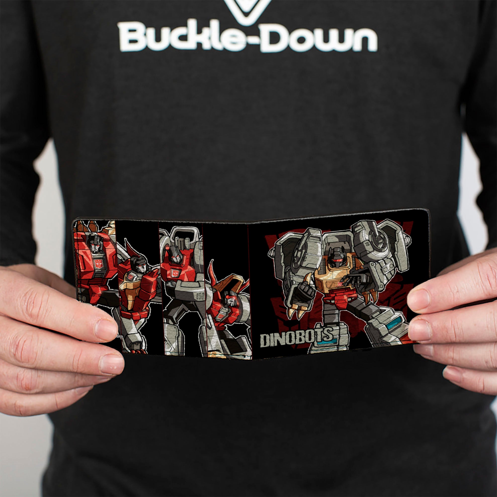 Bi-Fold Wallet - Transformers DINOBOTS Grimlock/Snarl/Swoop/Sludge/Slag Panels Black/Reds Bi-Fold Wallets Transformers