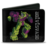 Bi-Fold Wallet - Transformers DEVASTATOR Action Pose and Decepticon Shield Black/Silver Fade Bi-Fold Wallets Transformers