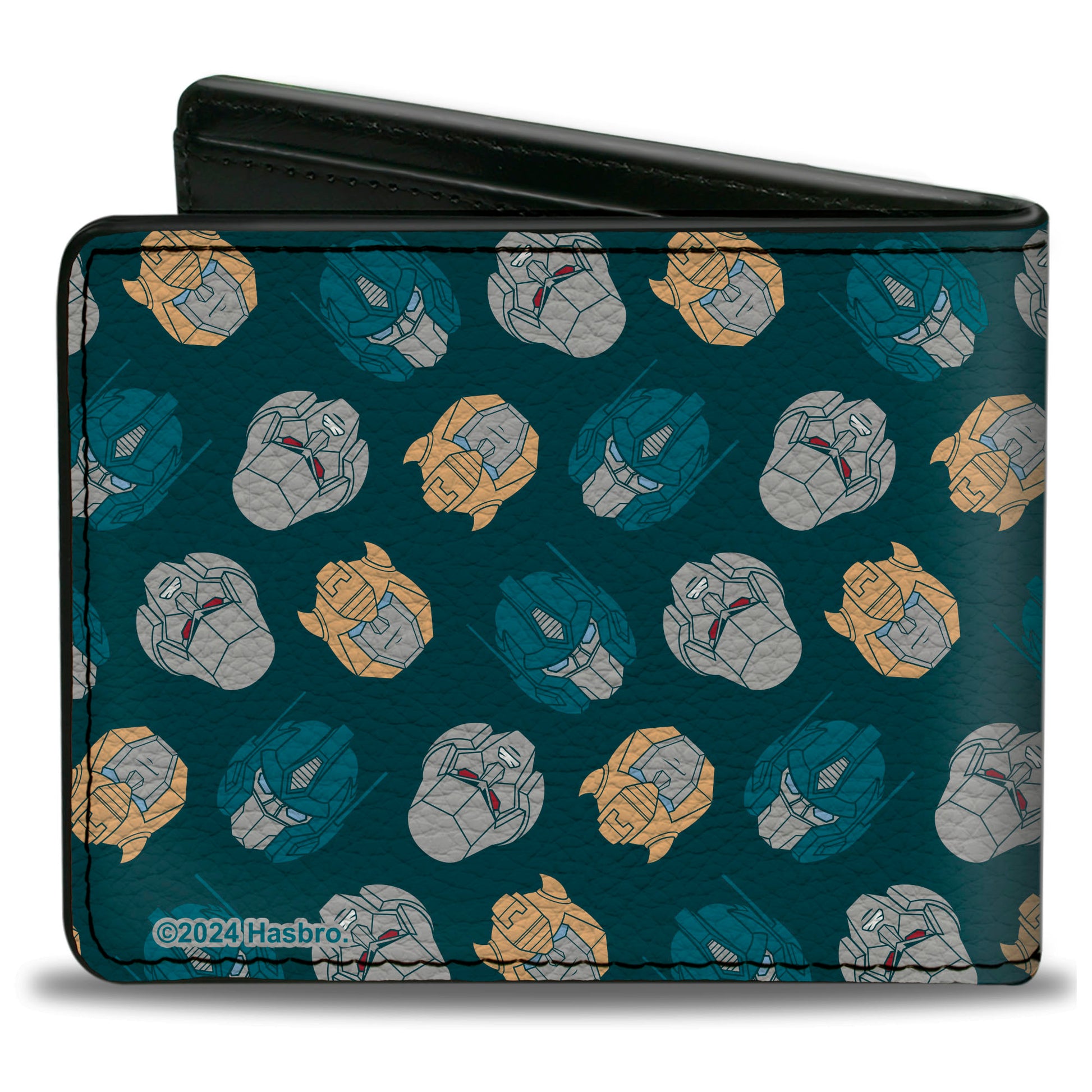 Bi-Fold Wallet - Transformers BumbleBee Optimus Prime and Megatron Heads Collage Blue Bi-Fold Wallets Transformers