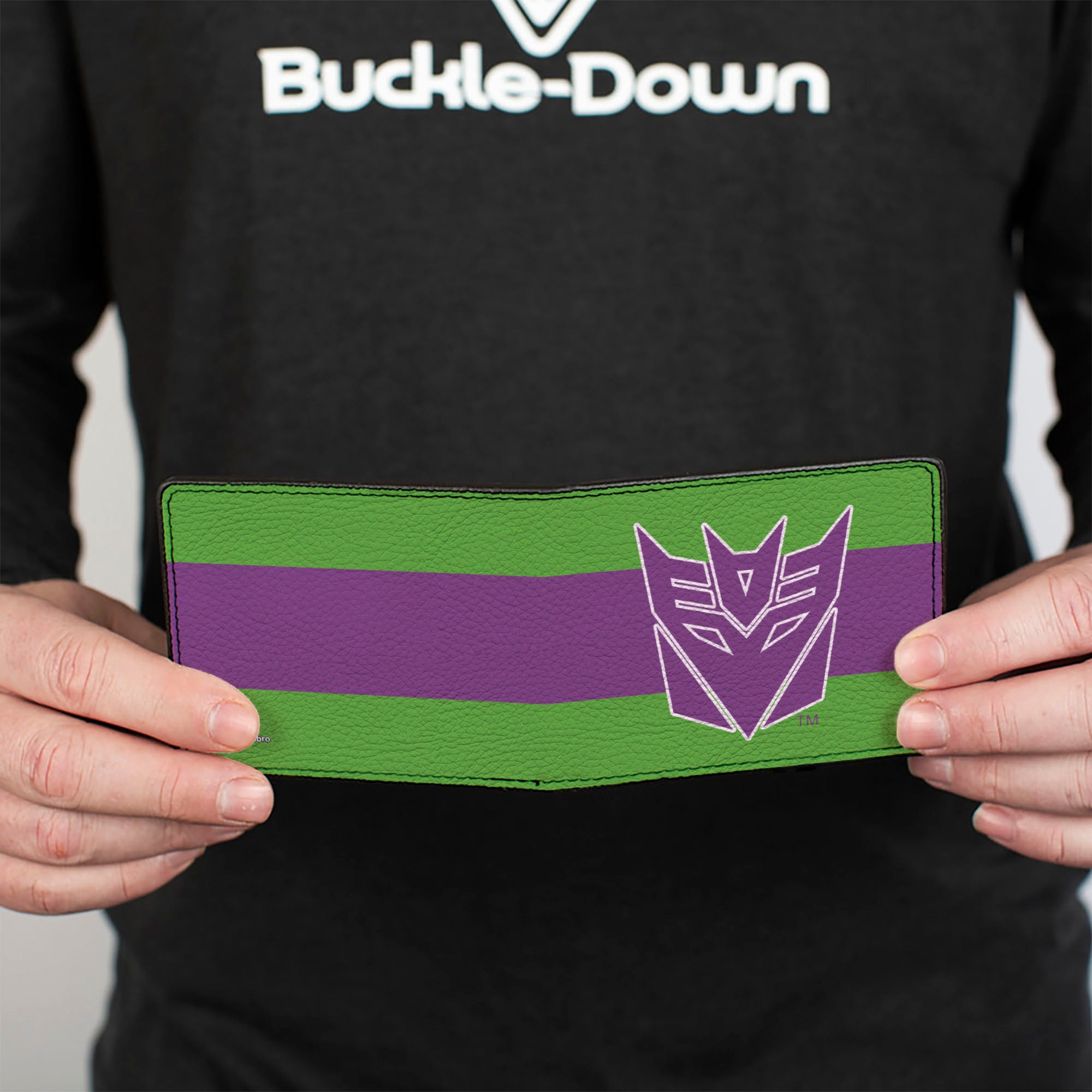 Bi-Fold Wallet - Transformers Decepticon Shield and Stripe Green/Purple/White Bi-Fold Wallets Transformers
