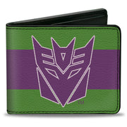 Bi-Fold Wallet - Transformers Decepticon Shield and Stripe Green/Purple/White Bi-Fold Wallets Transformers