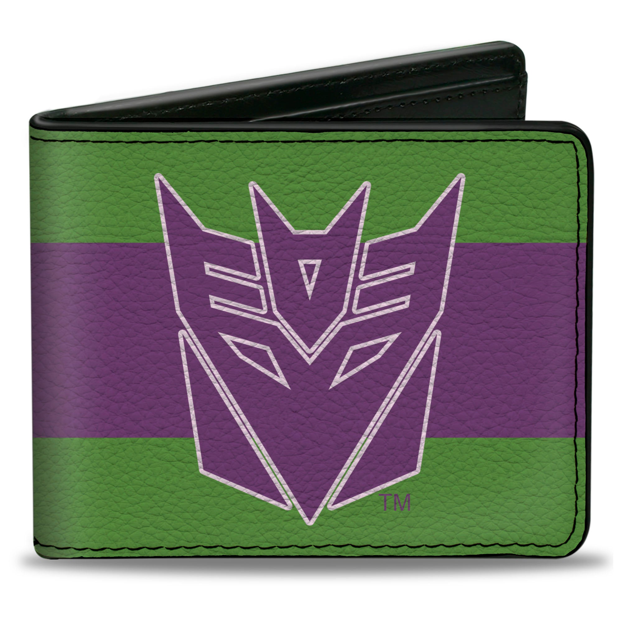 Bi-Fold Wallet - Transformers Decepticon Shield and Stripe Green/Purple/White Bi-Fold Wallets Transformers