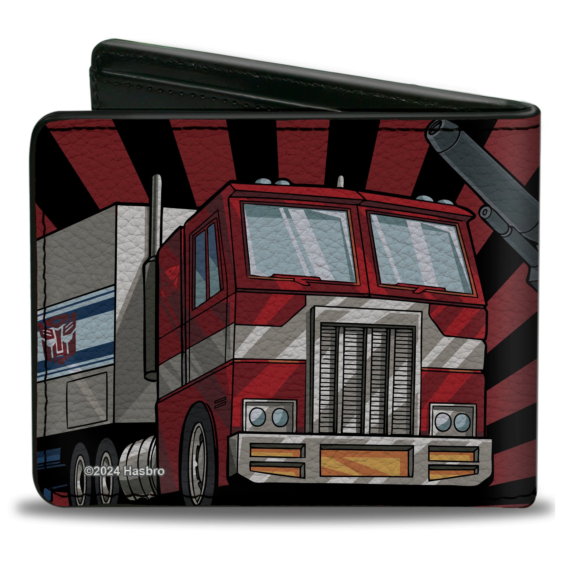 Bi-Fold Wallet - TRANSFORMERS Optimus Prime Pose and Semi Truck Rays Black/Red Bi-Fold Wallets Transformers