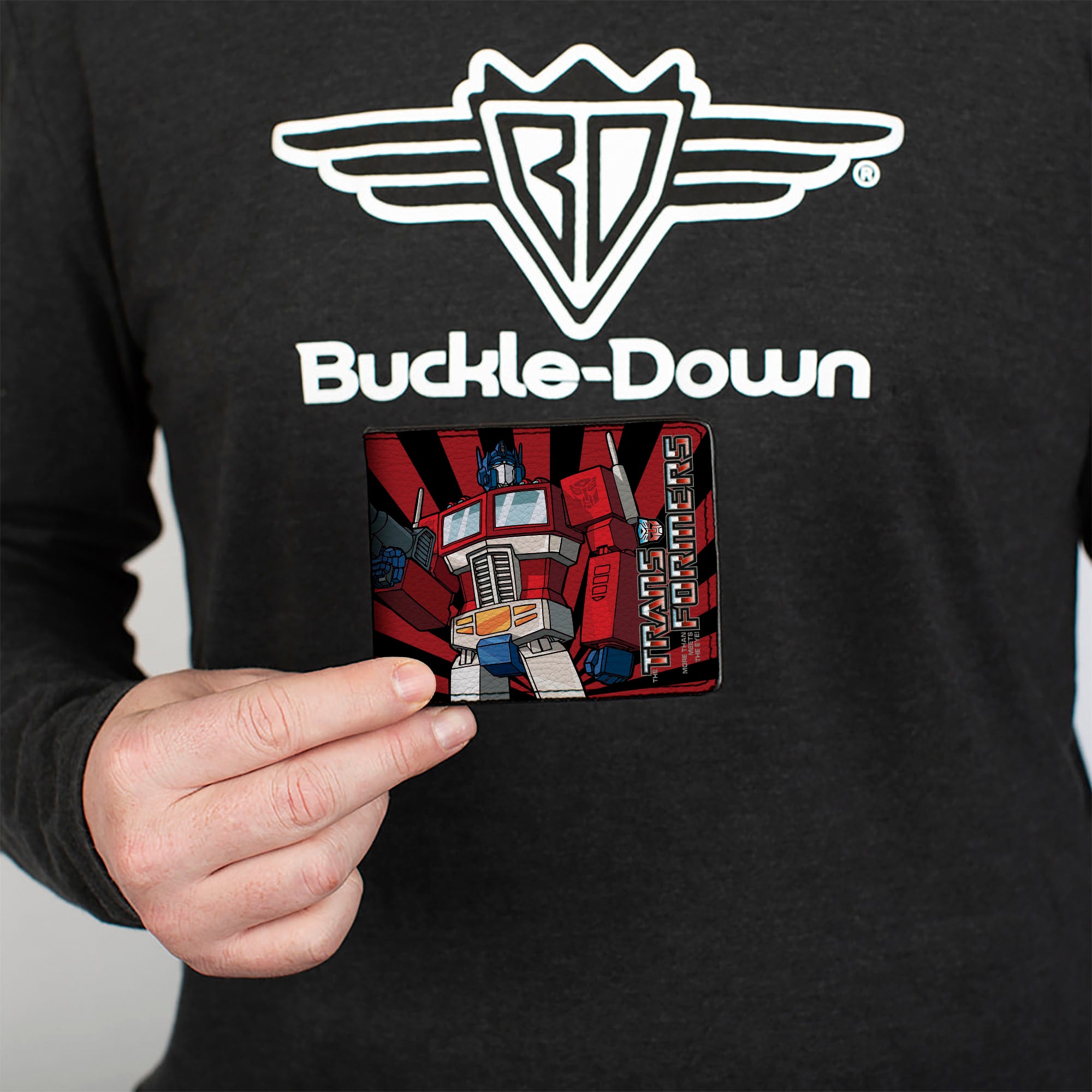 Bi-Fold Wallet - TRANSFORMERS Optimus Prime Pose and Semi Truck Rays Black/Red Bi-Fold Wallets Transformers