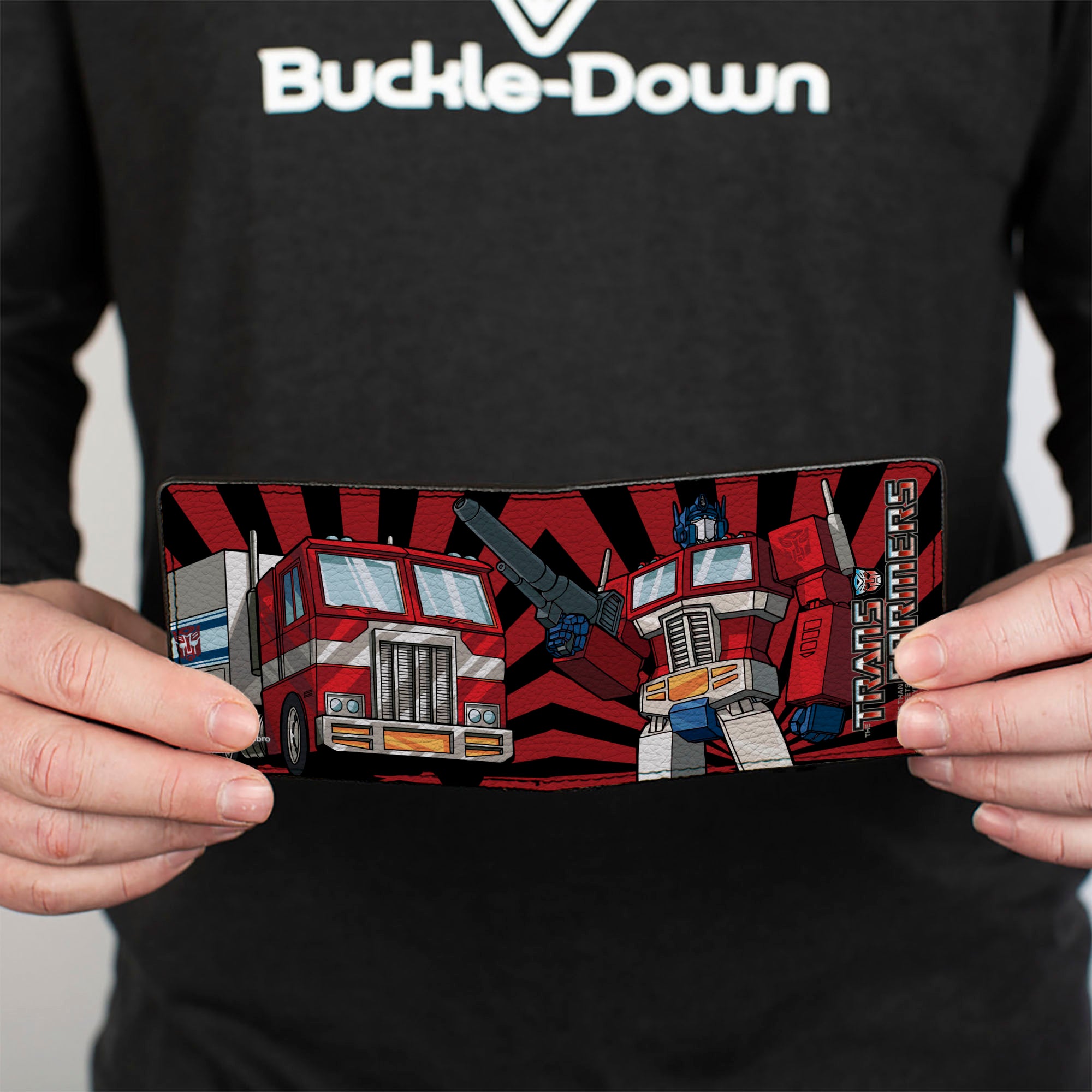 Bi-Fold Wallet - TRANSFORMERS Optimus Prime Pose and Semi Truck Rays Black/Red Bi-Fold Wallets Transformers