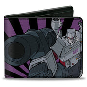 Bi-Fold Wallet - Transformers Megatron Blaster and Standing Poses Rays Black/Purple Bi-Fold Wallets Transformers