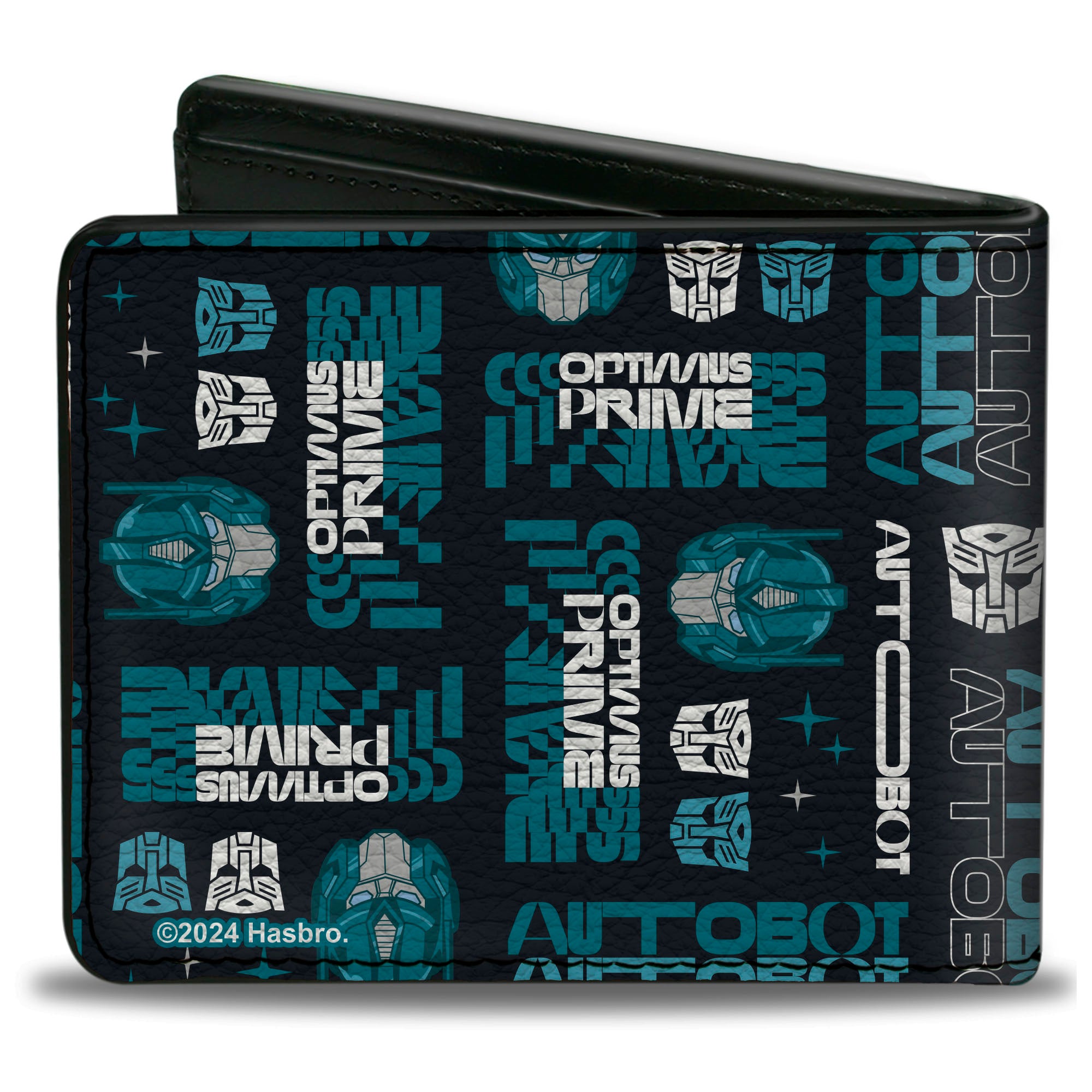 Bi-Fold Wallet - Transformers OPTIMUS PRIME Text and Icons Collage Black/Blues Bi-Fold Wallets Transformers