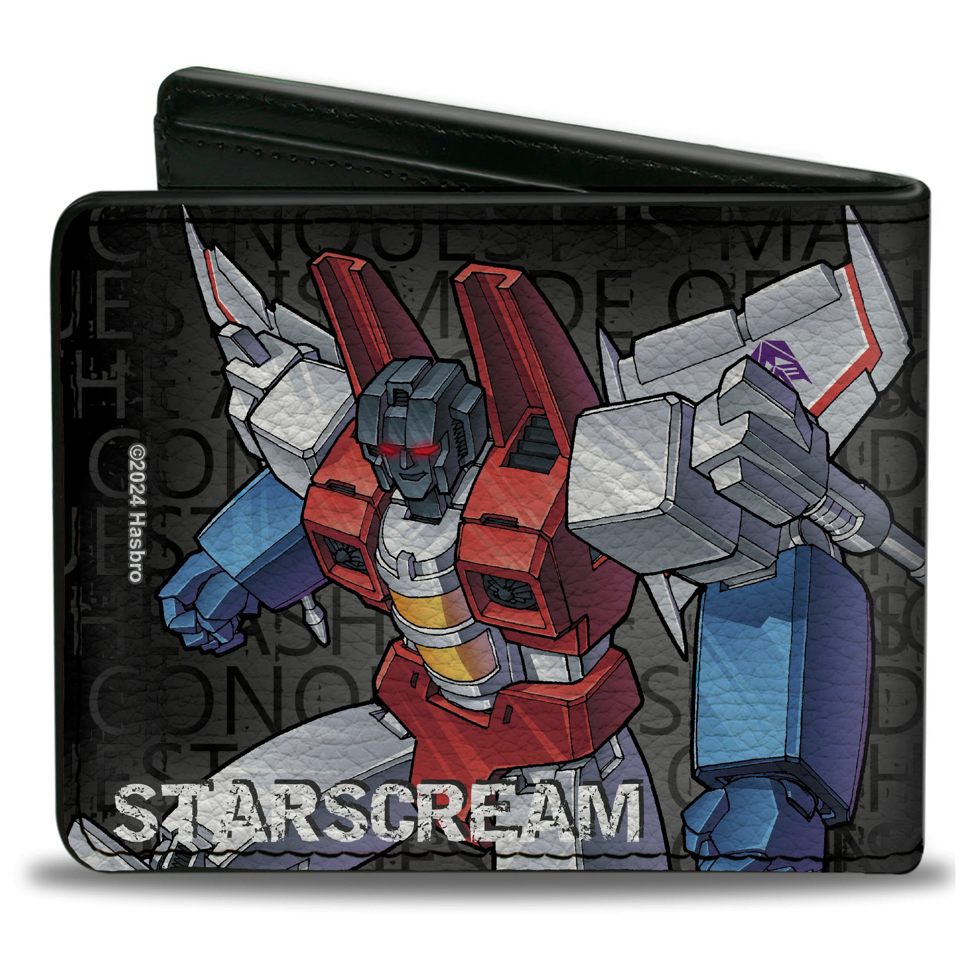 Bi-Fold Wallet - Transformers STARSCREAM Poses and Decepticon Shield Black/Grays Bi-Fold Wallets Transformers
