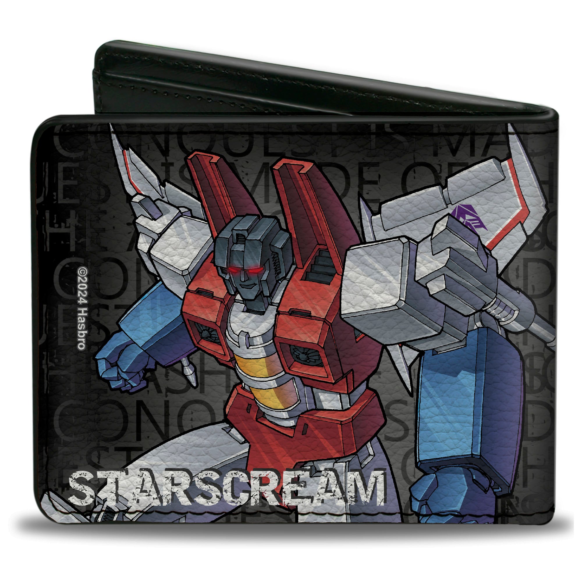 Bi-Fold Wallet - Transformers STARSCREAM Poses and Decepticon Shield Black/Grays Bi-Fold Wallets Transformers