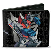 Bi-Fold Wallet - Transformers STARSCREAM Poses and Decepticon Shield Black/Grays Bi-Fold Wallets Transformers