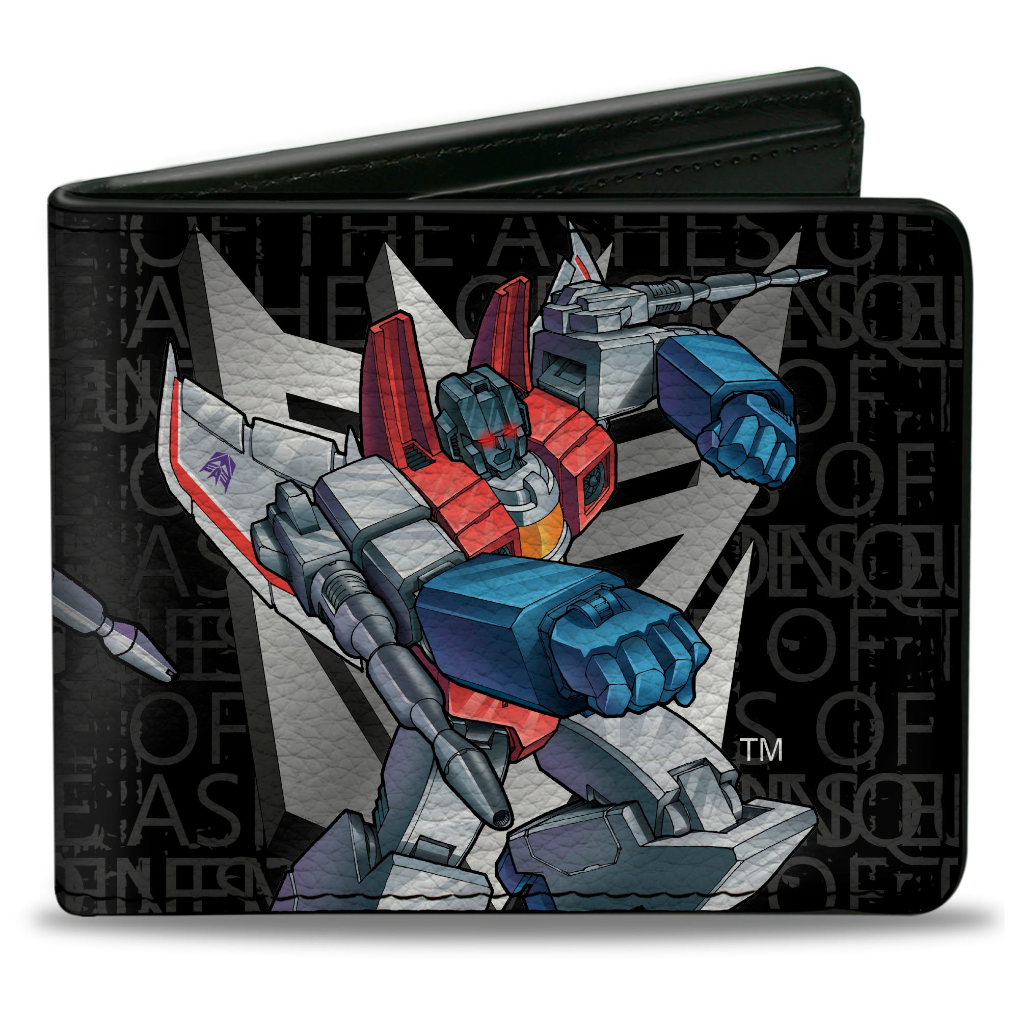 Bi-Fold Wallet - Transformers STARSCREAM Poses and Decepticon Shield Black/Grays Bi-Fold Wallets Transformers
