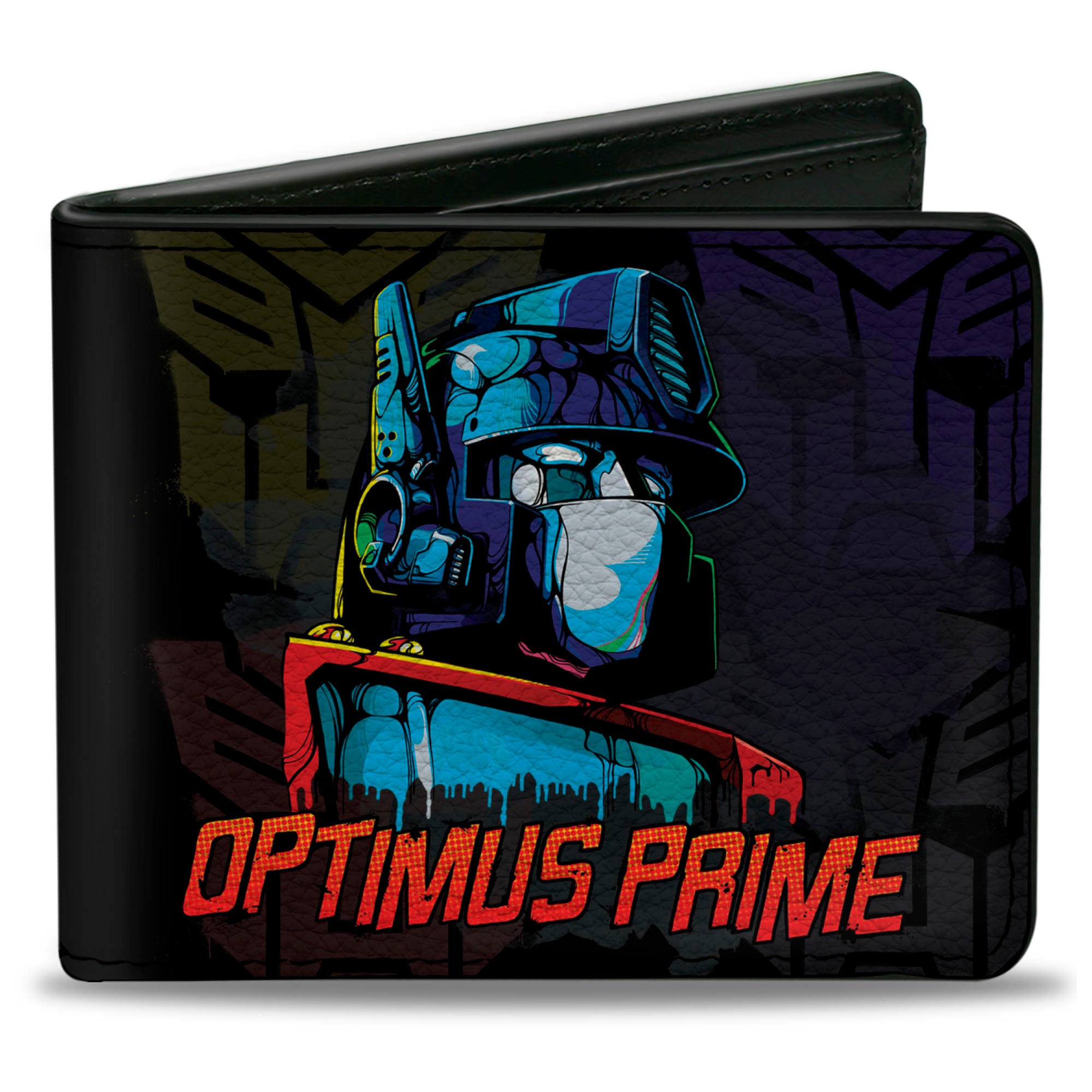 Bi-Fold Wallet - Transformers OPTIMUS PRIME Pose/Autobot Fade Black/Multi Color Bi-Fold Wallets Transformers