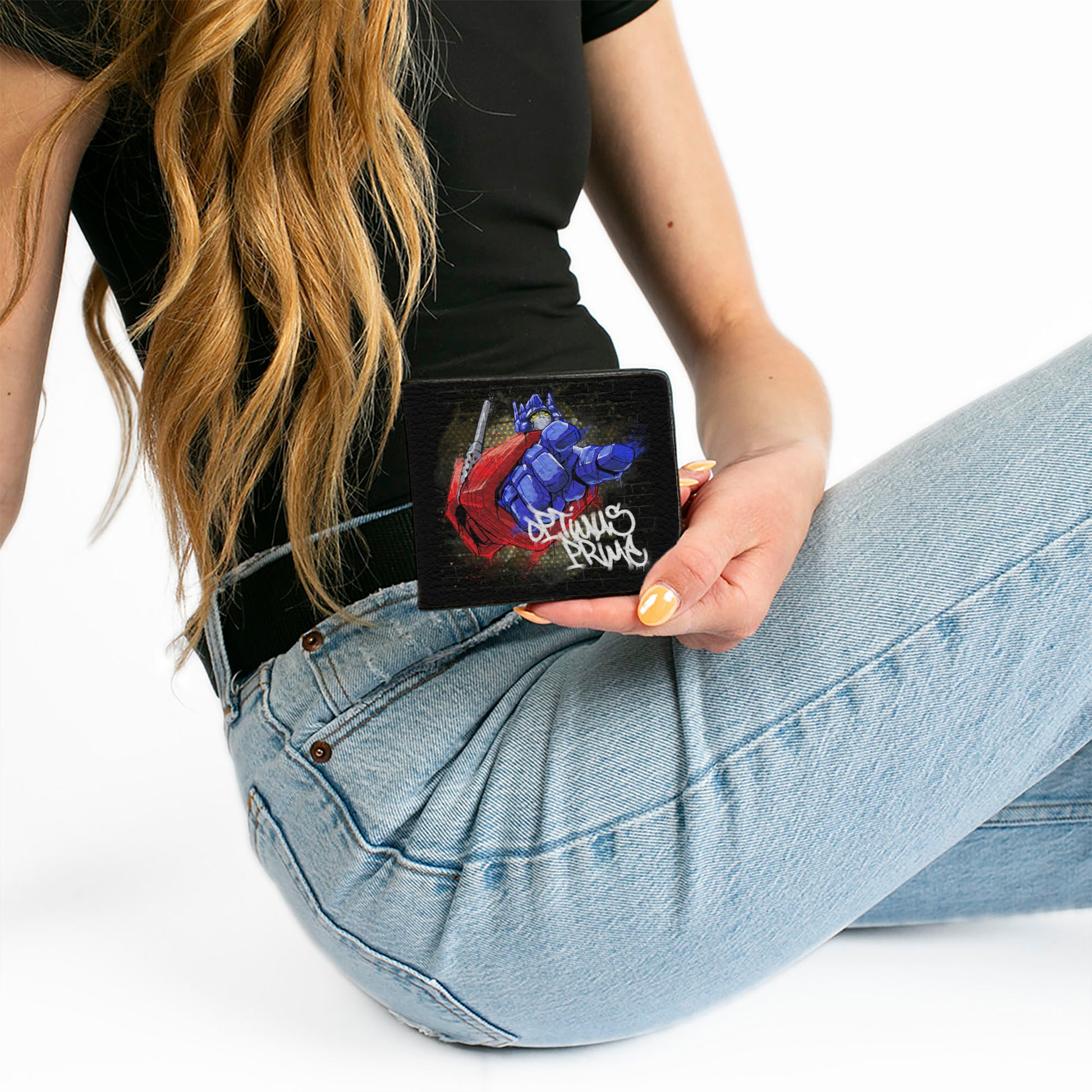 Bi-Fold Wallet - Transformers OPTIMUS PRIME Pointing Pose/Tag Black Bi-Fold Wallets Transformers