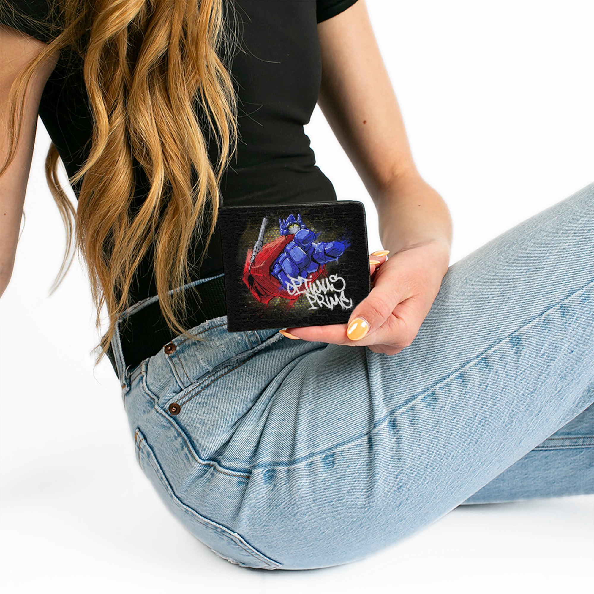 Bi-Fold Wallet - Transformers OPTIMUS PRIME Pointing Pose/Tag Black Bi-Fold Wallets Transformers