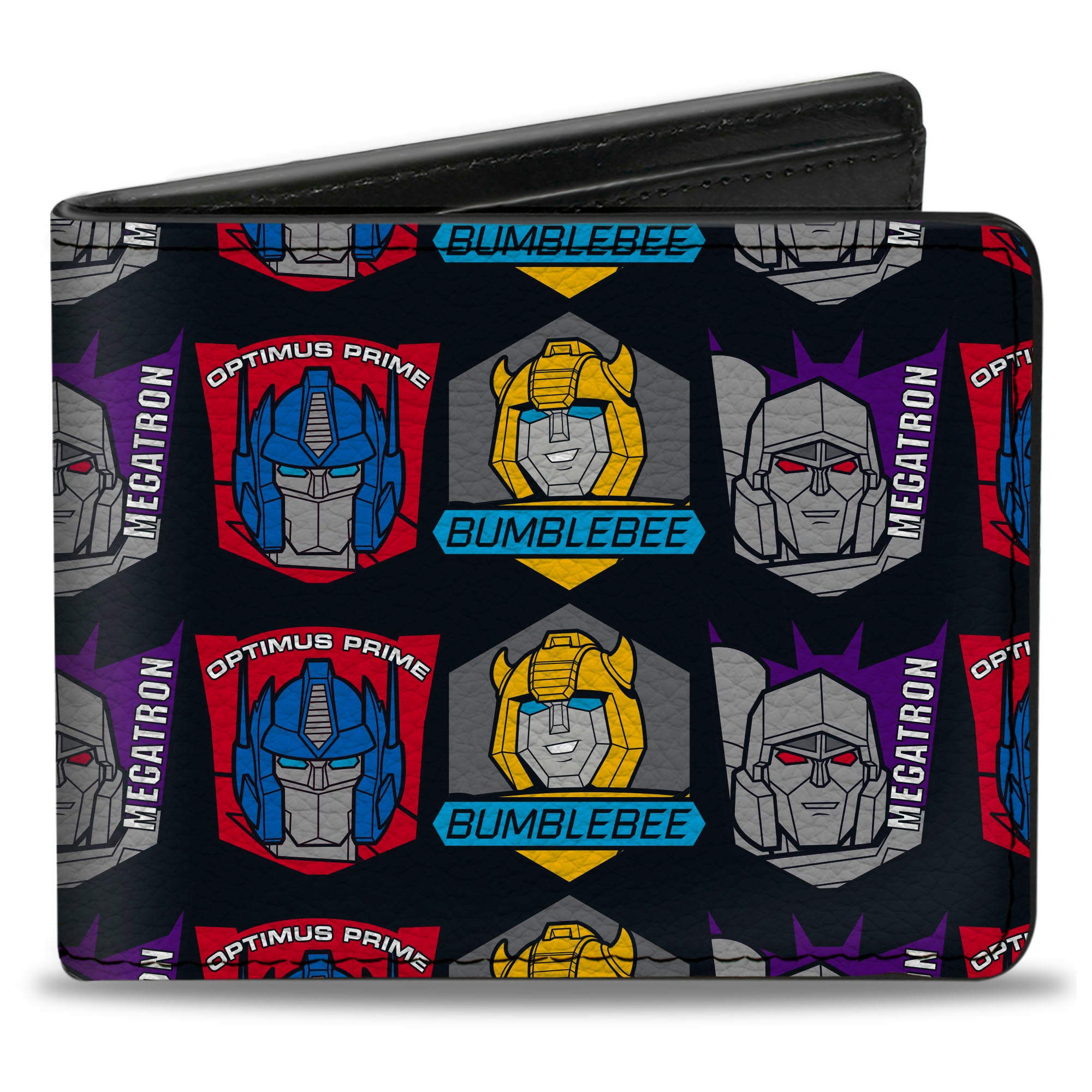 Bi-Fold Wallet - Transformers Character Trio Face and Name Icons Black ...