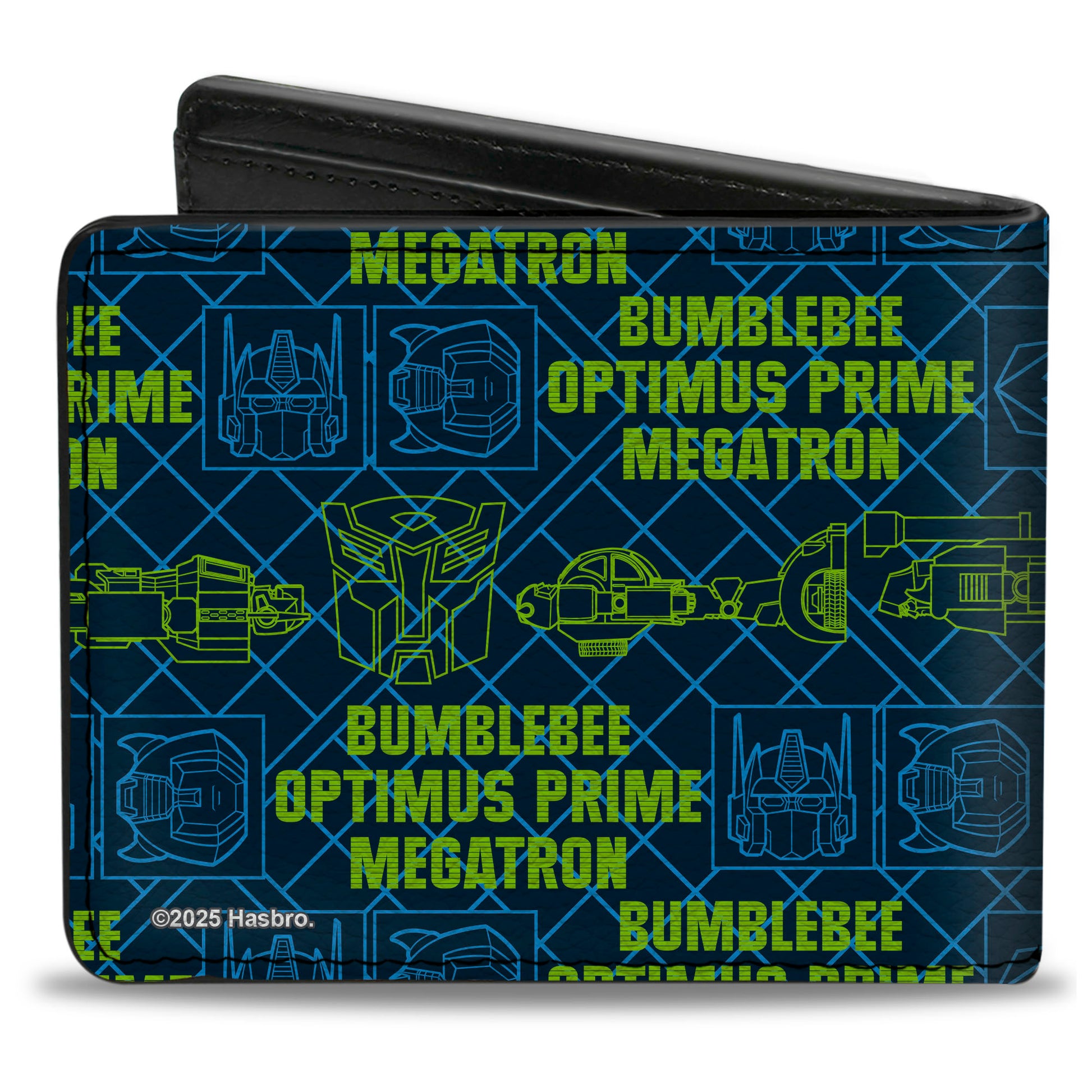 Bi-Fold Wallet - Transformers Character Trio Text and Faces Blues/Yellows Bi-Fold Wallets Transformers