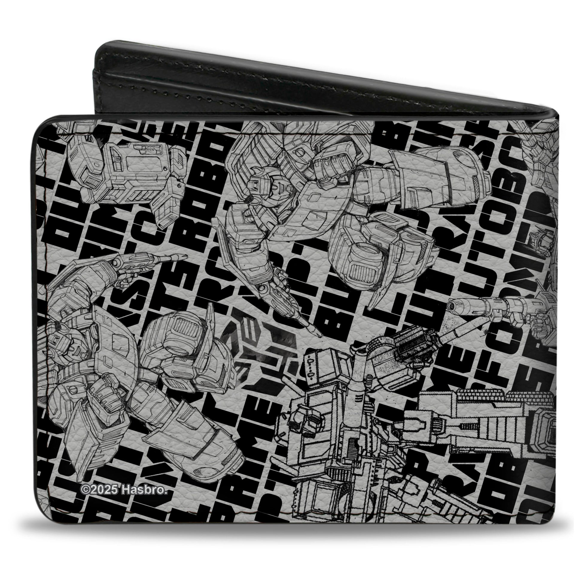 Bi-Fold Wallet - THE TRANSFORMERS Robots and Text Collage White/Black/Gray Bi-Fold Wallets Transformers