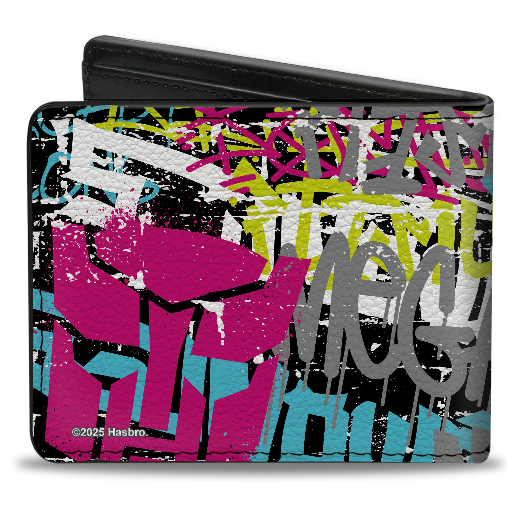 Bi-Fold Wallet - Transformers Icons and Names Graffiti Collage Black/Multi Color Bi-Fold Wallets Transformers