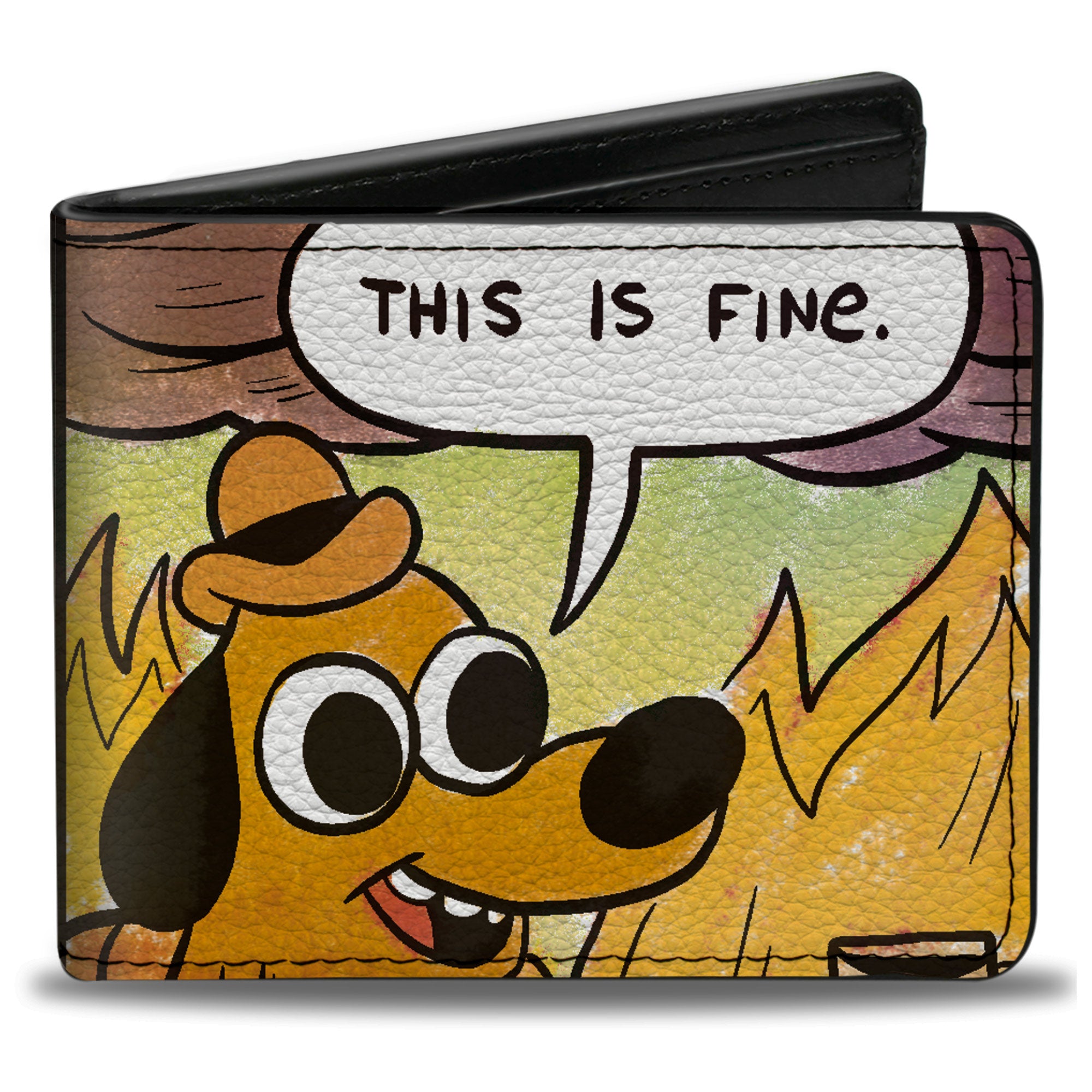 Bi-Fold Wallet - THIS IS FINE Question Hound Cafe Fire Comic Strip Bi-Fold Wallets KC Green