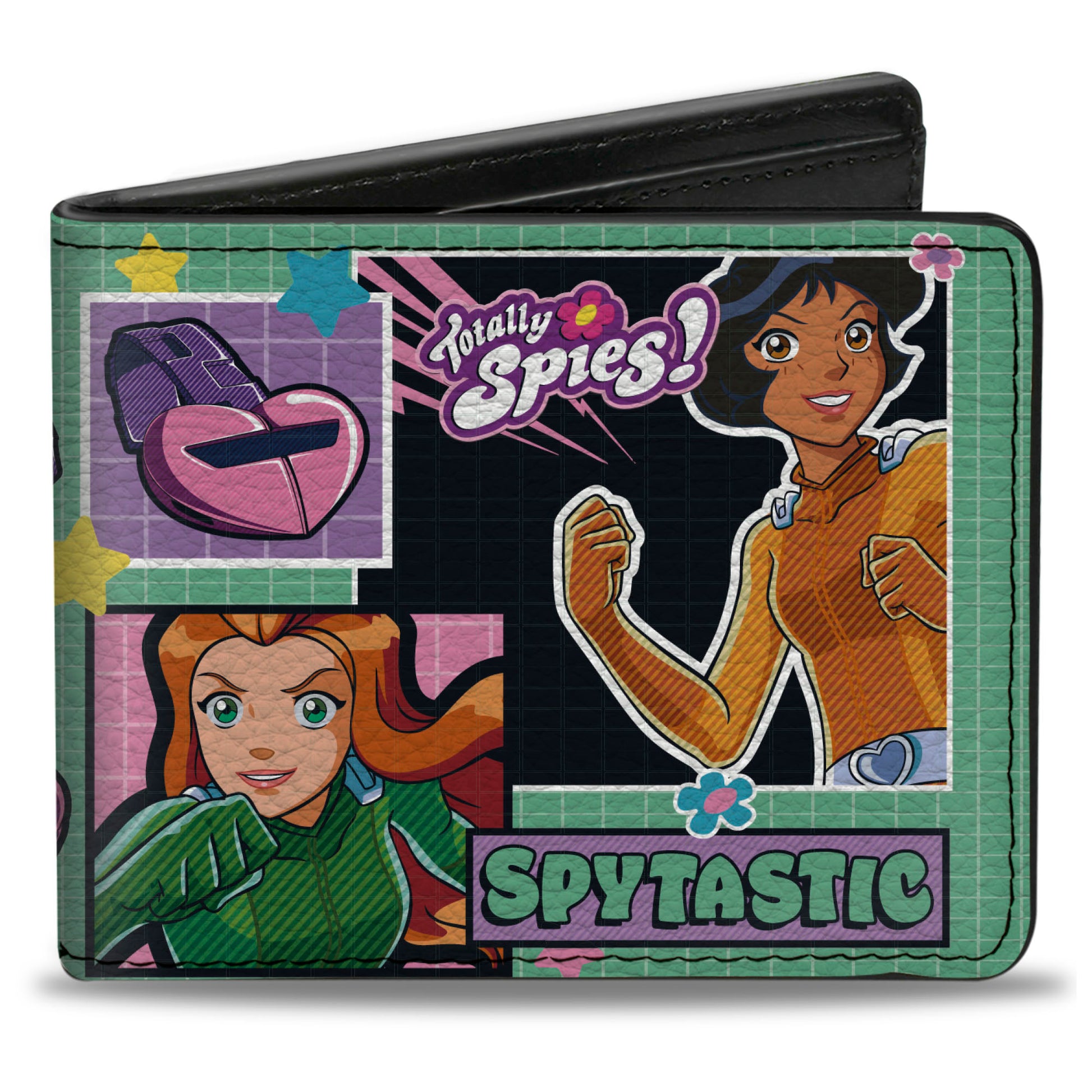 Bi-Fold Wallet - Totally Spies Action Poses and Icons Blocks Greens Bi-Fold Wallets Totally Spies!