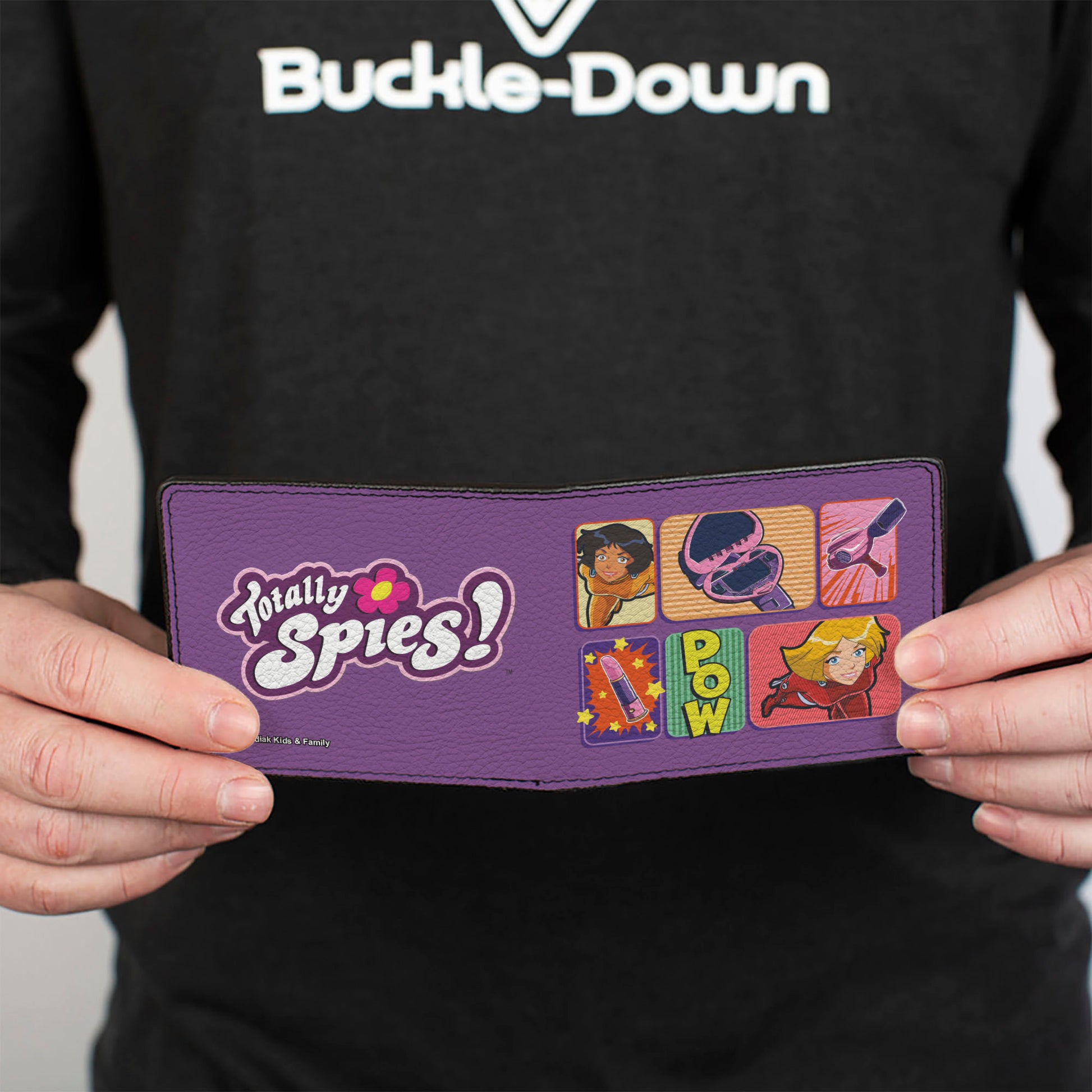 Bi-Fold Wallet - TOTALLY SPIES Action Poses Icon Blocks and Title Logo Purple Bi-Fold Wallets Totally Spies!