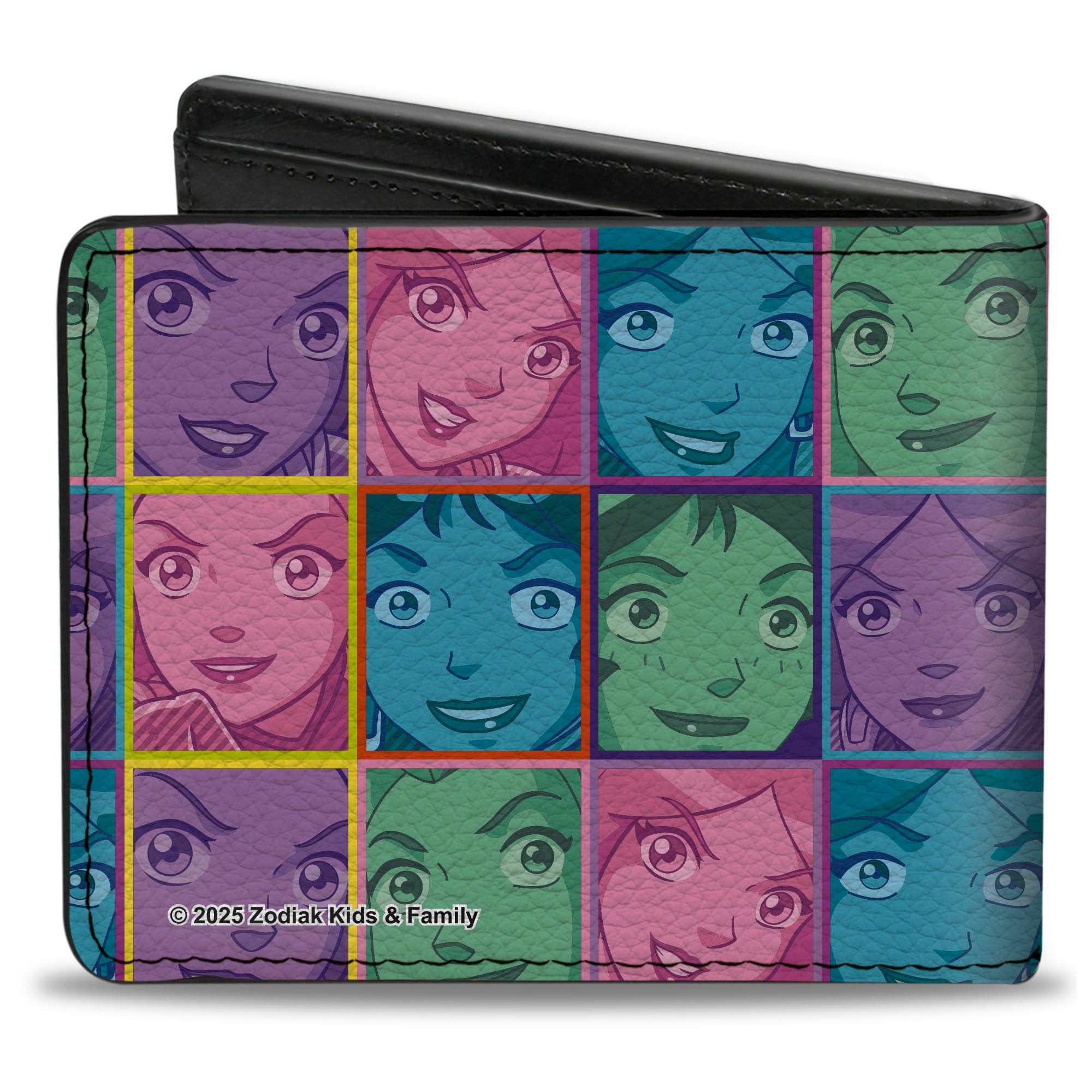 Bi-Fold Wallet - TOTALLY SPIES Face Blocks and Title Logo Multi Pastel Bi-Fold Wallets Totally Spies!