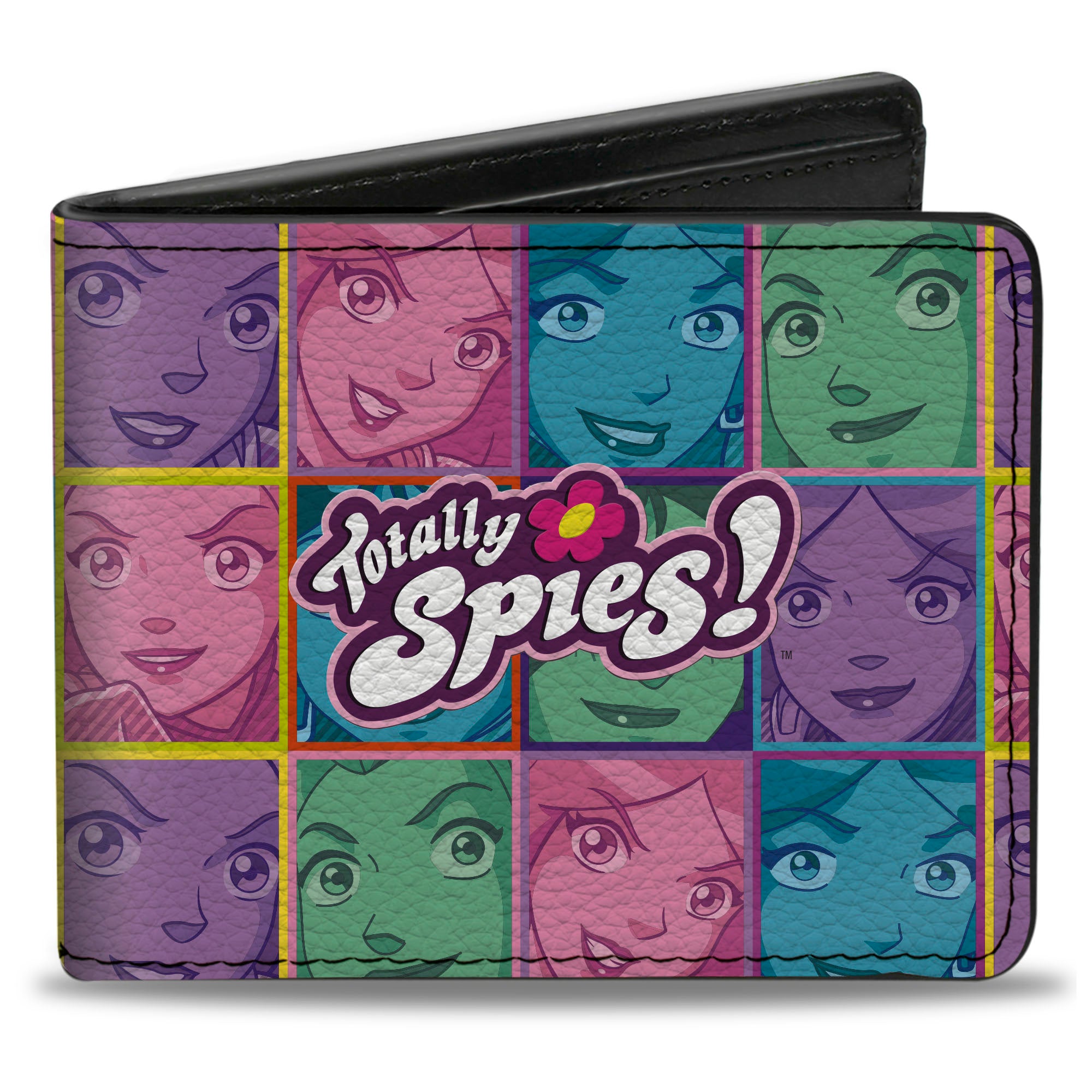Bi-Fold Wallet - TOTALLY SPIES Face Blocks and Title Logo Multi Pastel Bi-Fold Wallets Totally Spies!