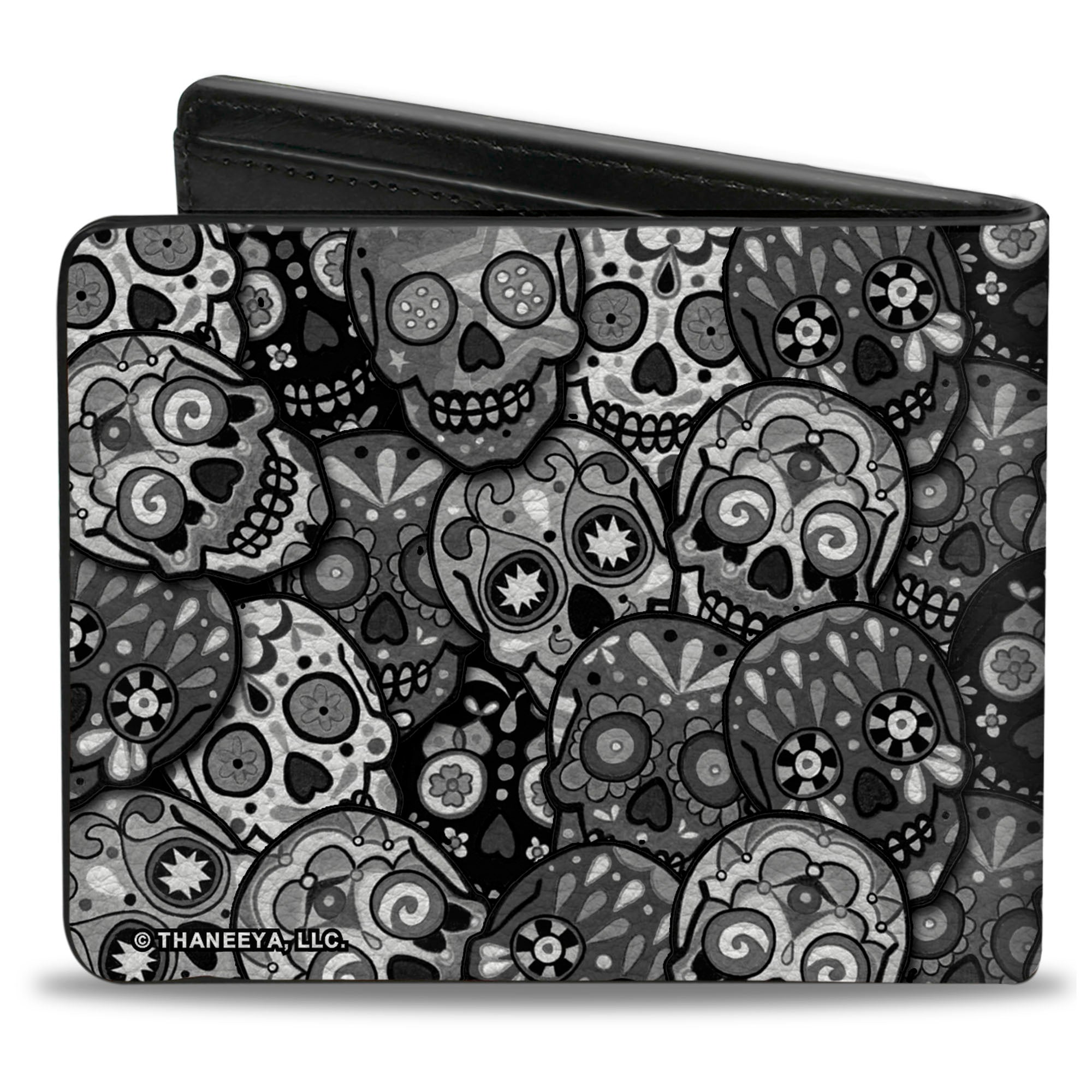 Bi-Fold Wallet - Calaveras Stacked Black Grays Bi-Fold Wallets Thaneeya McArdle