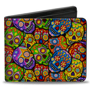 Bi-Fold Wallet - Colorful Calaveras Stacked Multi Color Bi-Fold Wallets Thaneeya McArdle