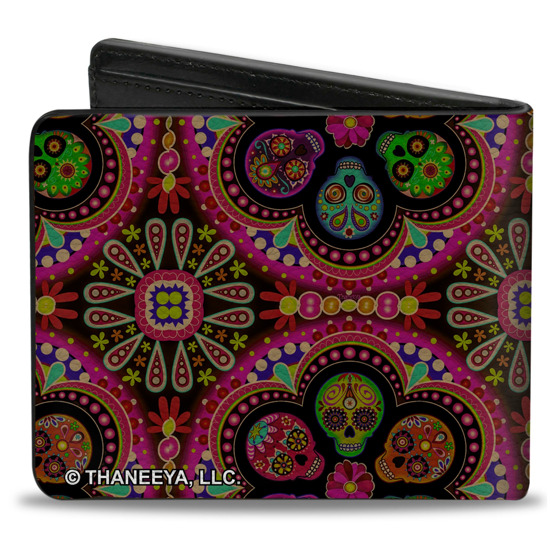 Bi-Fold Wallet - Six Sugar Skulls Multi Color Bi-Fold Wallets Thaneeya McArdle