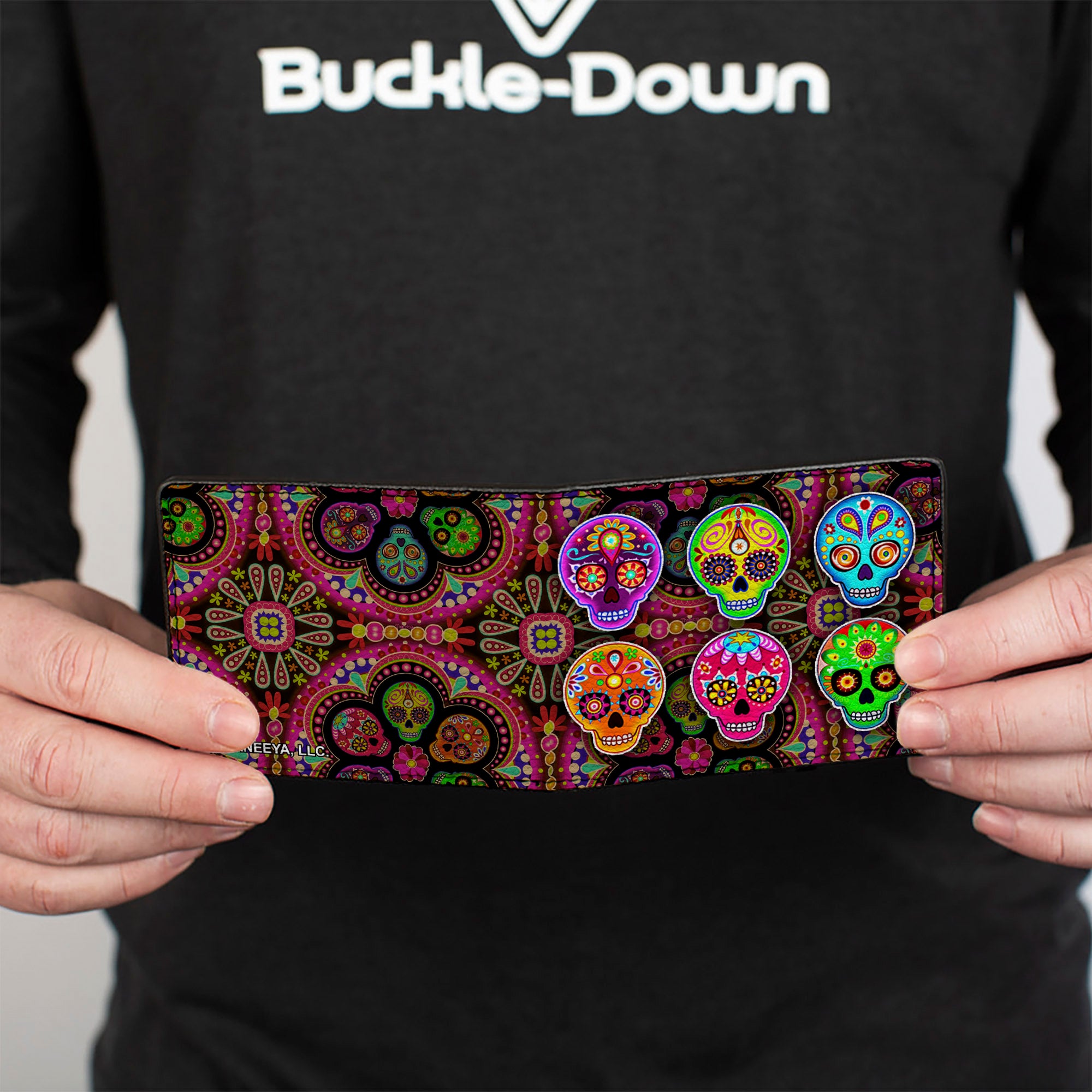 Bi-Fold Wallet - Six Sugar Skulls Multi Color Bi-Fold Wallets Thaneeya McArdle