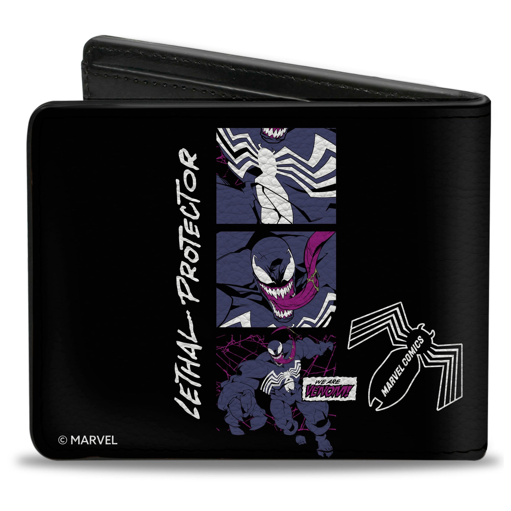 Bi-Fold Wallet - VENOM LETHAL PROTECTOR Pose Blocks Black/White Bi-Fold Wallets Marvel Comics