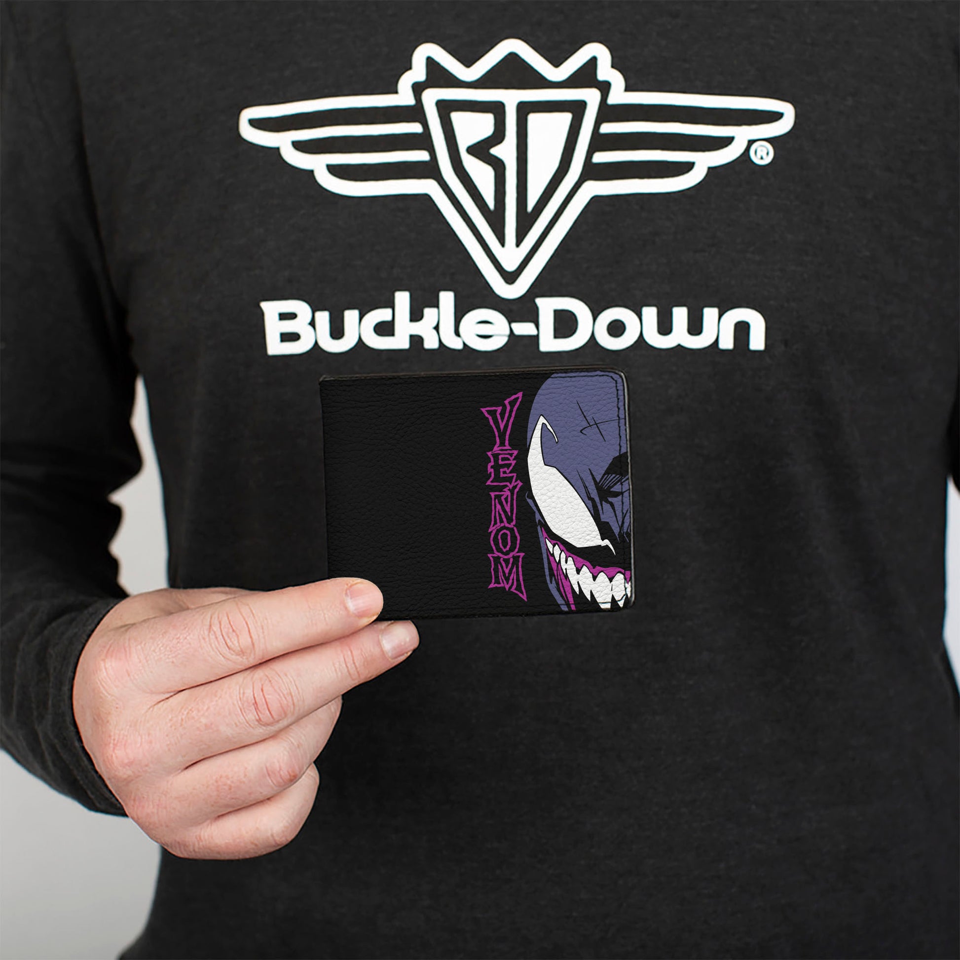 Bi-Fold Wallet - VENOM LETHAL PROTECTOR Pose Blocks Black/White Bi-Fold Wallets Marvel Comics