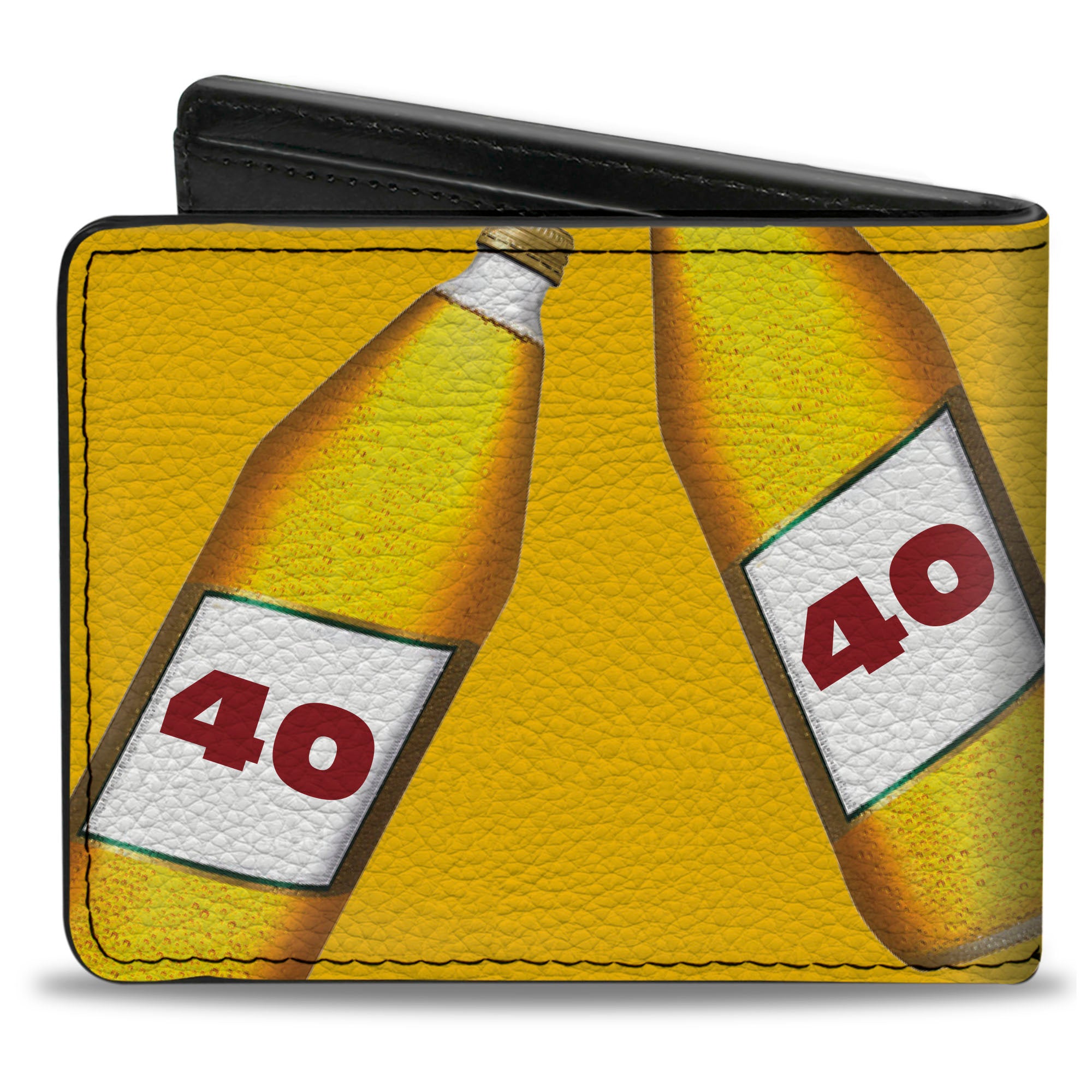 Bi-Fold Wallet - 40 Oz. Beer Bottles Yellow Bi-Fold Wallets Buckle-Down