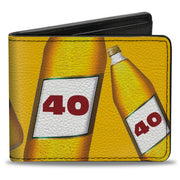 Bi-Fold Wallet - 40 Oz. Beer Bottles Yellow Bi-Fold Wallets Buckle-Down