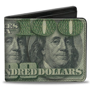 Bi-Fold Wallet - 100 Dollar Bill CLOSE-UP Triple Benjamin Bi-Fold Wallets Buckle-Down
