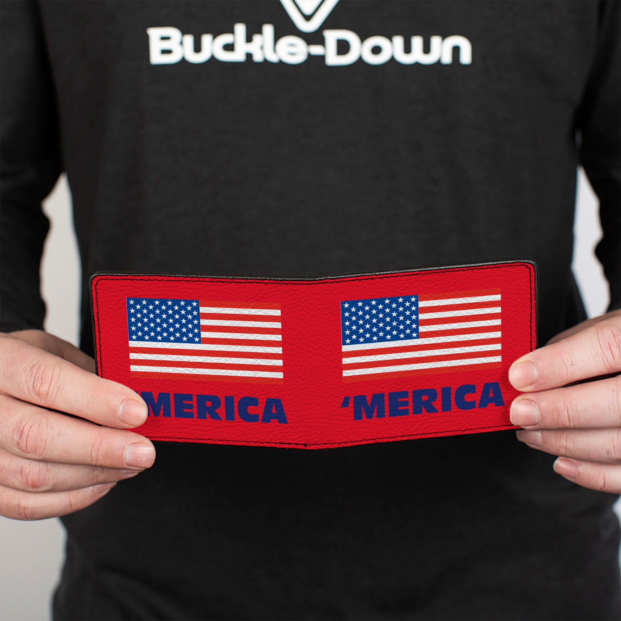 'MERICA US Flag Bi-Fold Wallet – World Cup 2026 Fan Gear (Red/Blue/White) Bi-Fold Wallets Buckle-Down